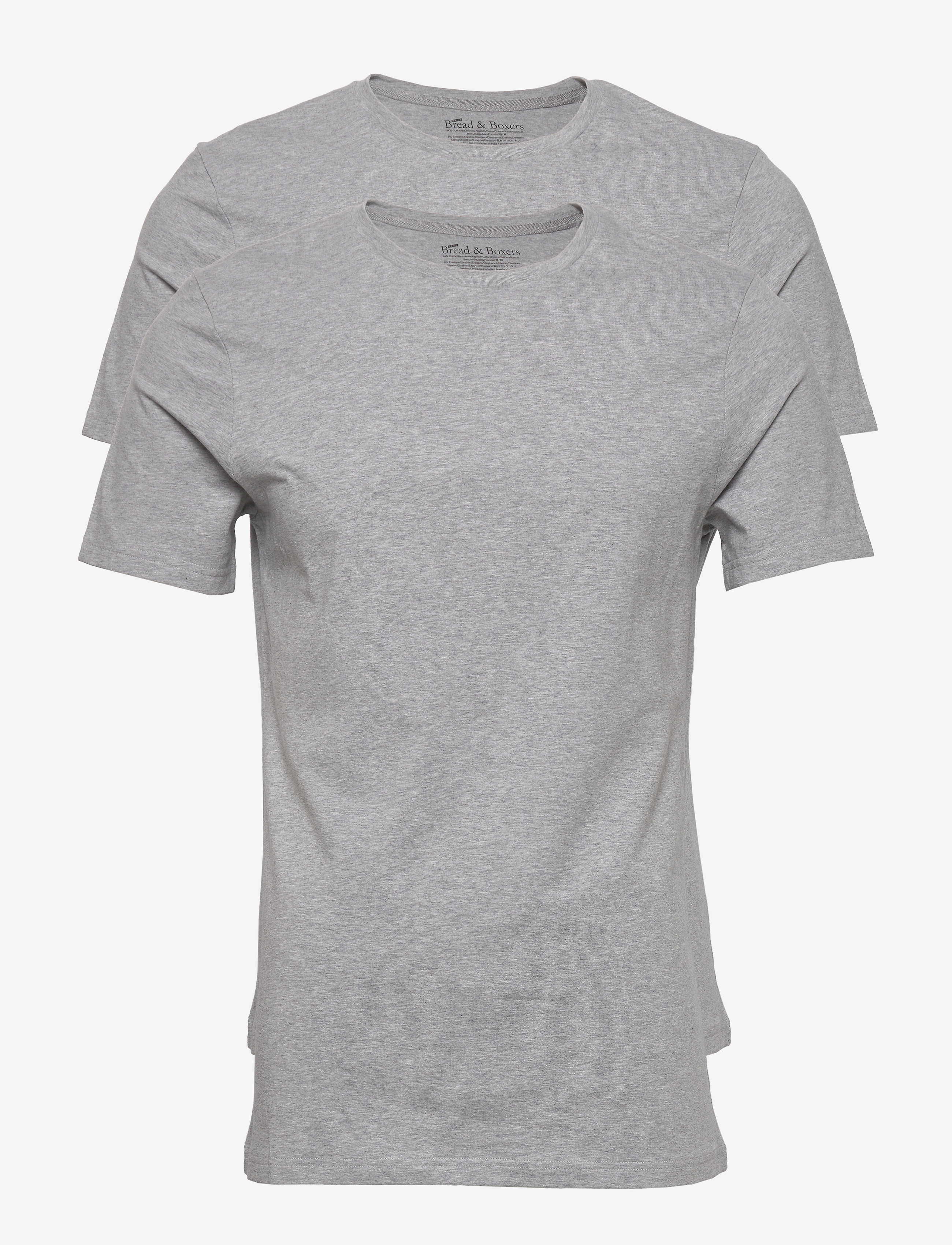 Bread & Boxers 2-Pack Crew Neck, Mænd, 2-Pak Rundhals T-Shirt, Grå, Str: S