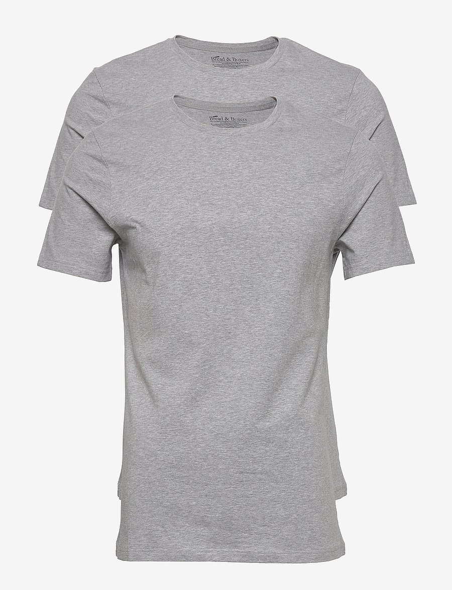 Bread & Boxers - 2-Pack Crew Neck - stuttermabolir í pakka - grey melange - 0