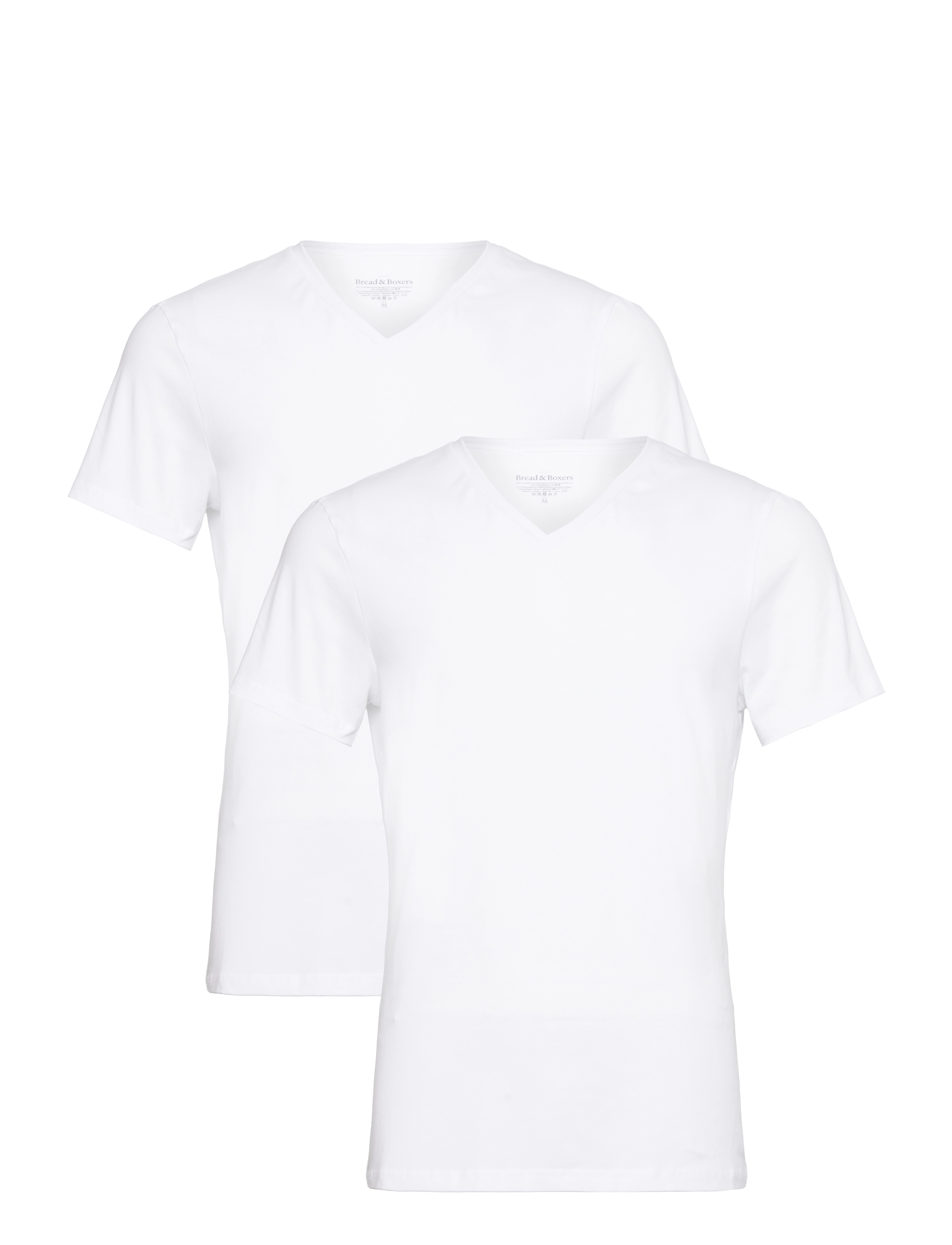 Bread & Boxers 2-pack V-neck - T-shirts - WHITE / white