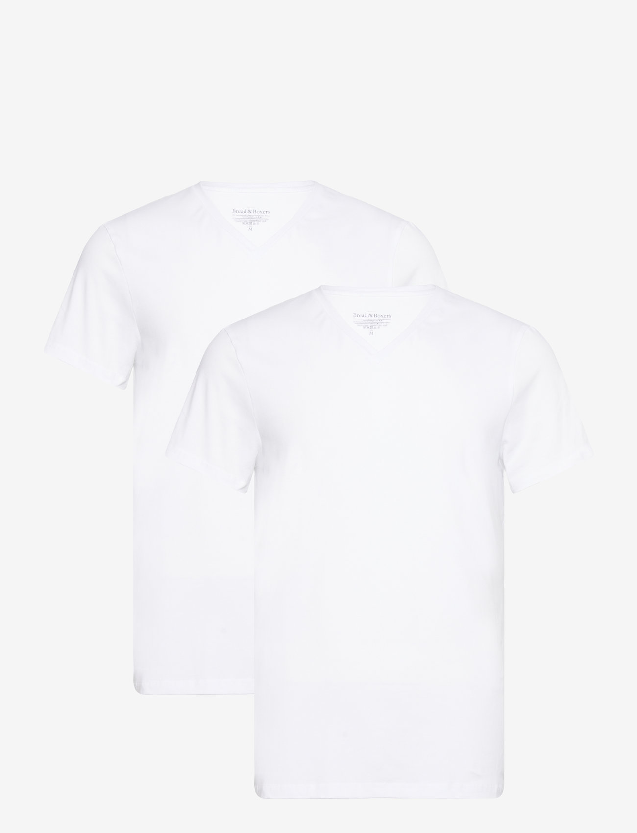Bread & Boxers - 2-pack V-neck - v-neck t-shirts - white - 0