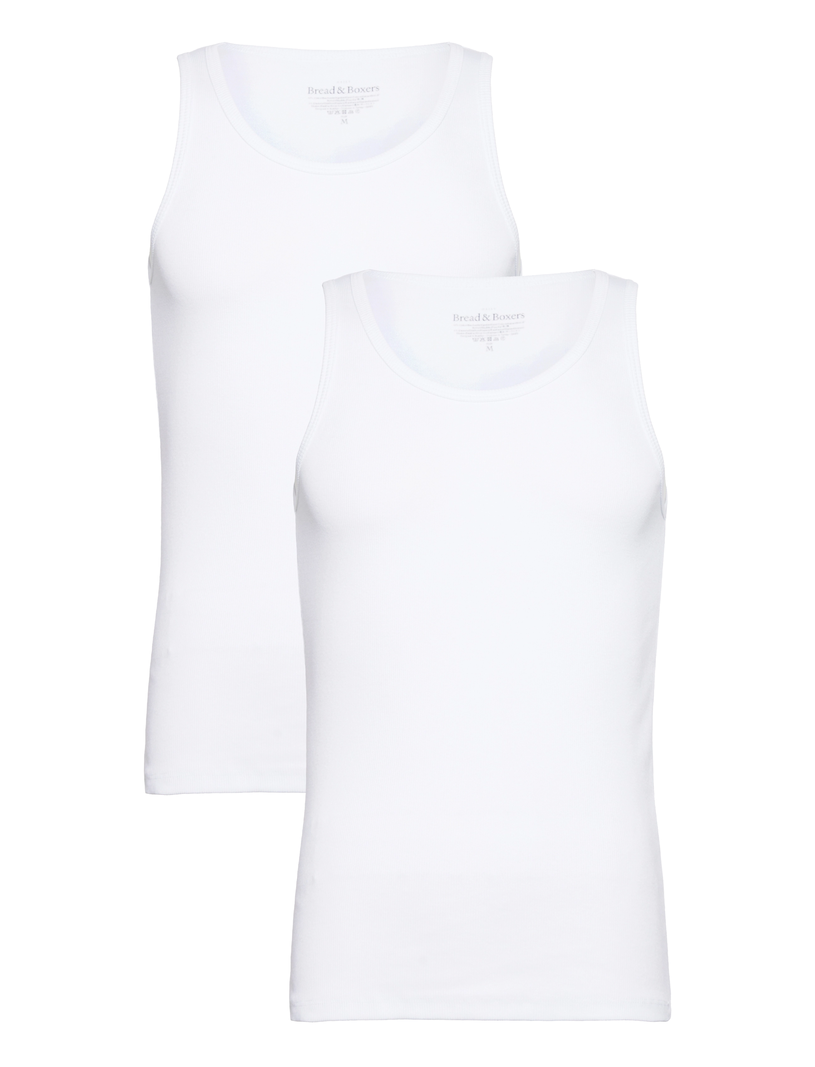 Bread & Boxers 2-Pack Tank Ribbed - Linnen - WHITE / white