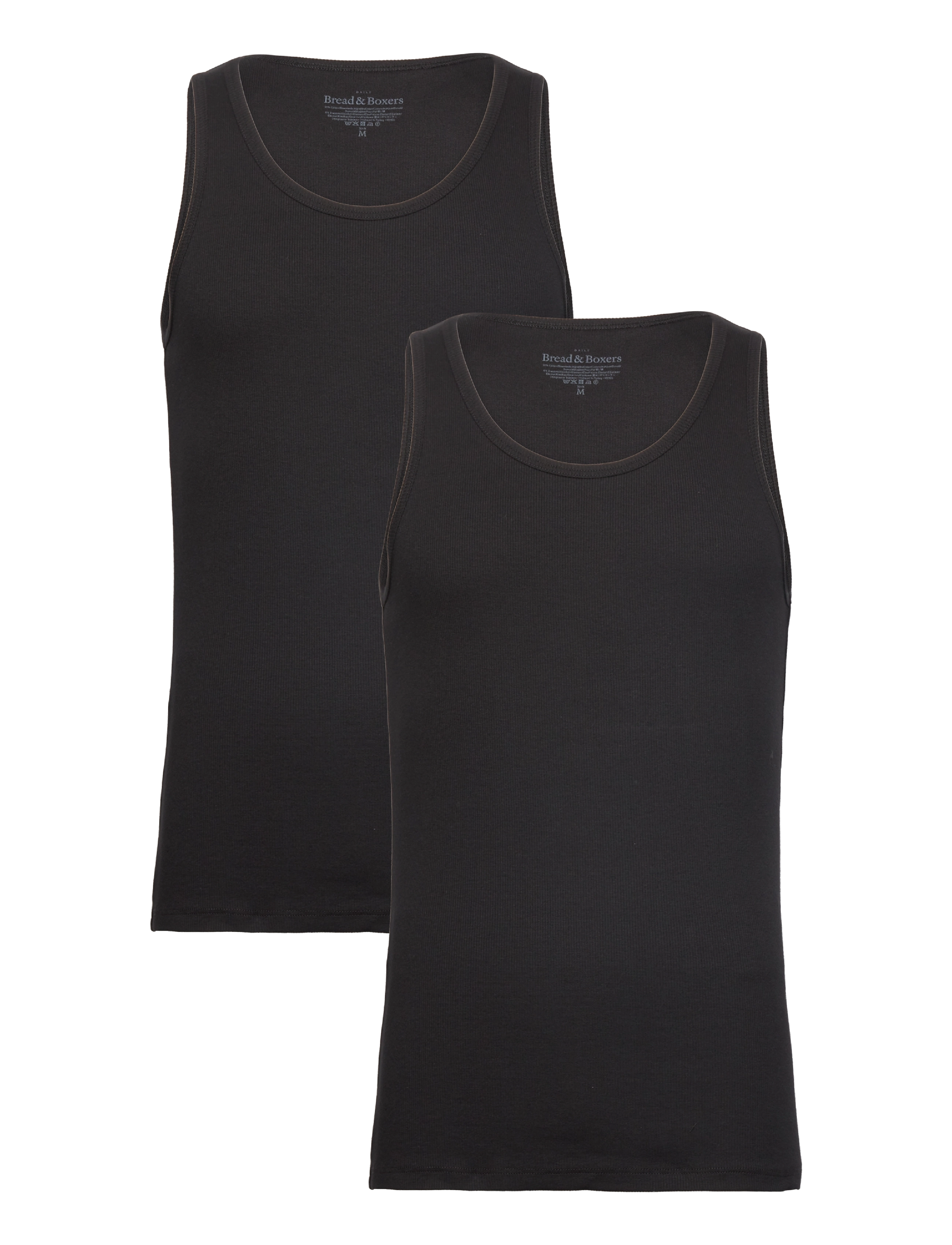 Bread & Boxers 2-Pack Tank Ribbed - Tøj - BLACK / black