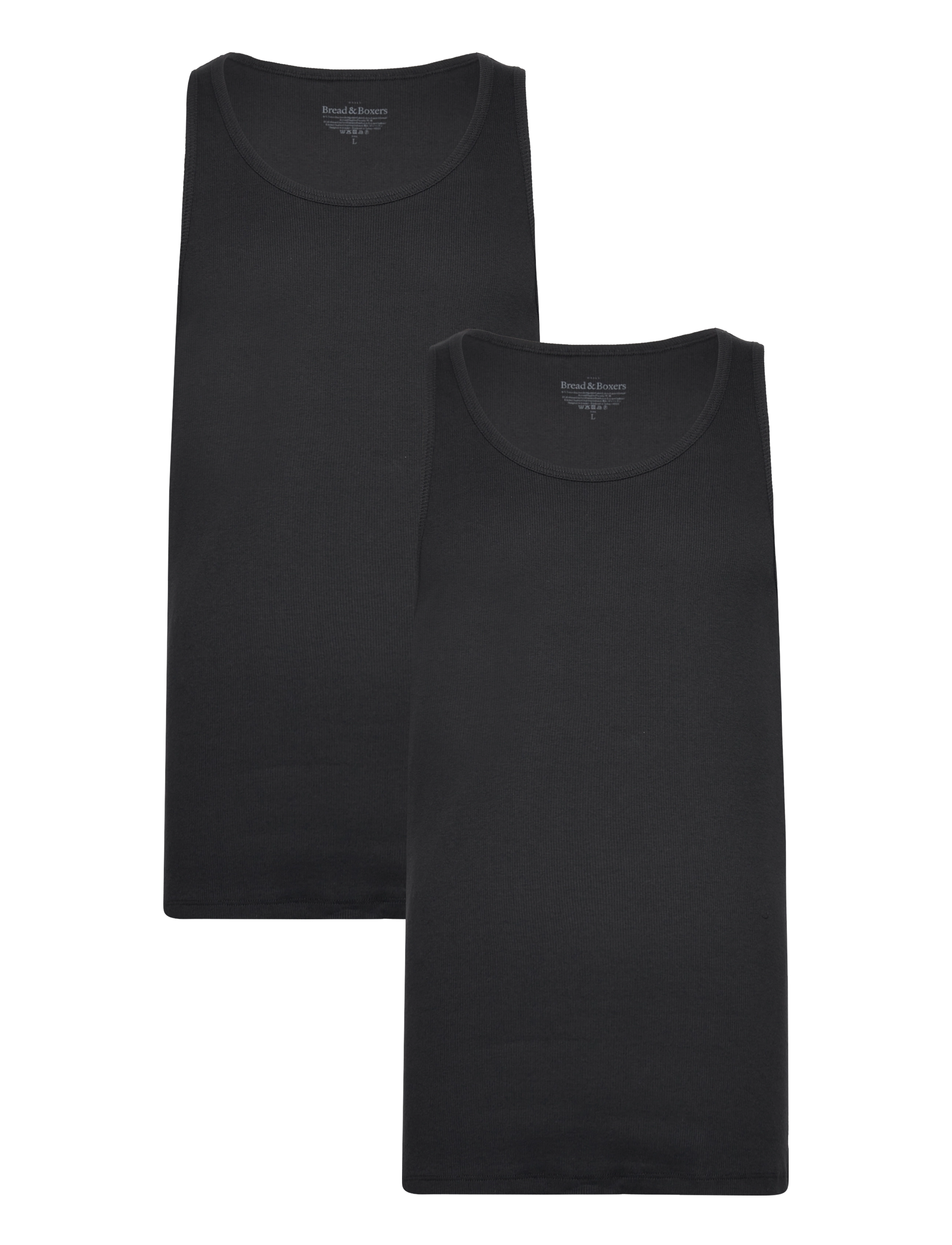 Bread & Boxers 2-Pack Tank Ribbed - Tanktops - BLACK / black