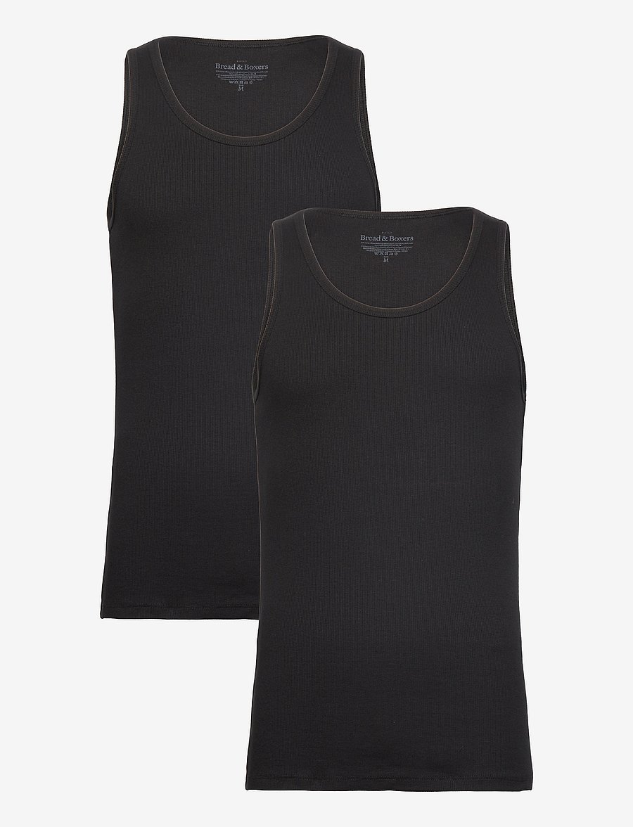 Bread & Boxers - 2-Pack Tank Ribbed - tanktops - black - 0