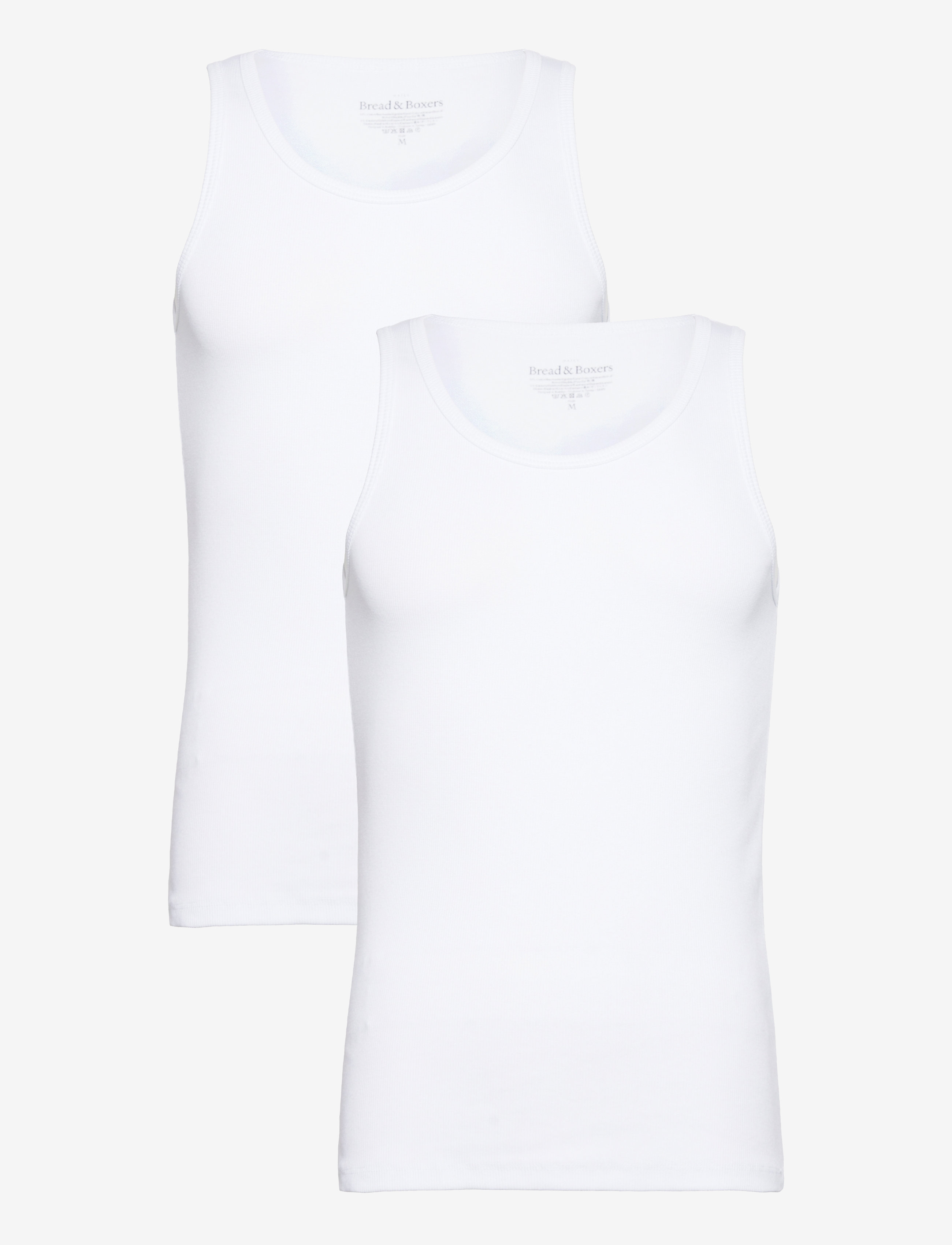 Bread & Boxers 2-Pack Tank Ribbed, Mænd, 2-Pak Ribbet Tanktop, Hvid, Str: M