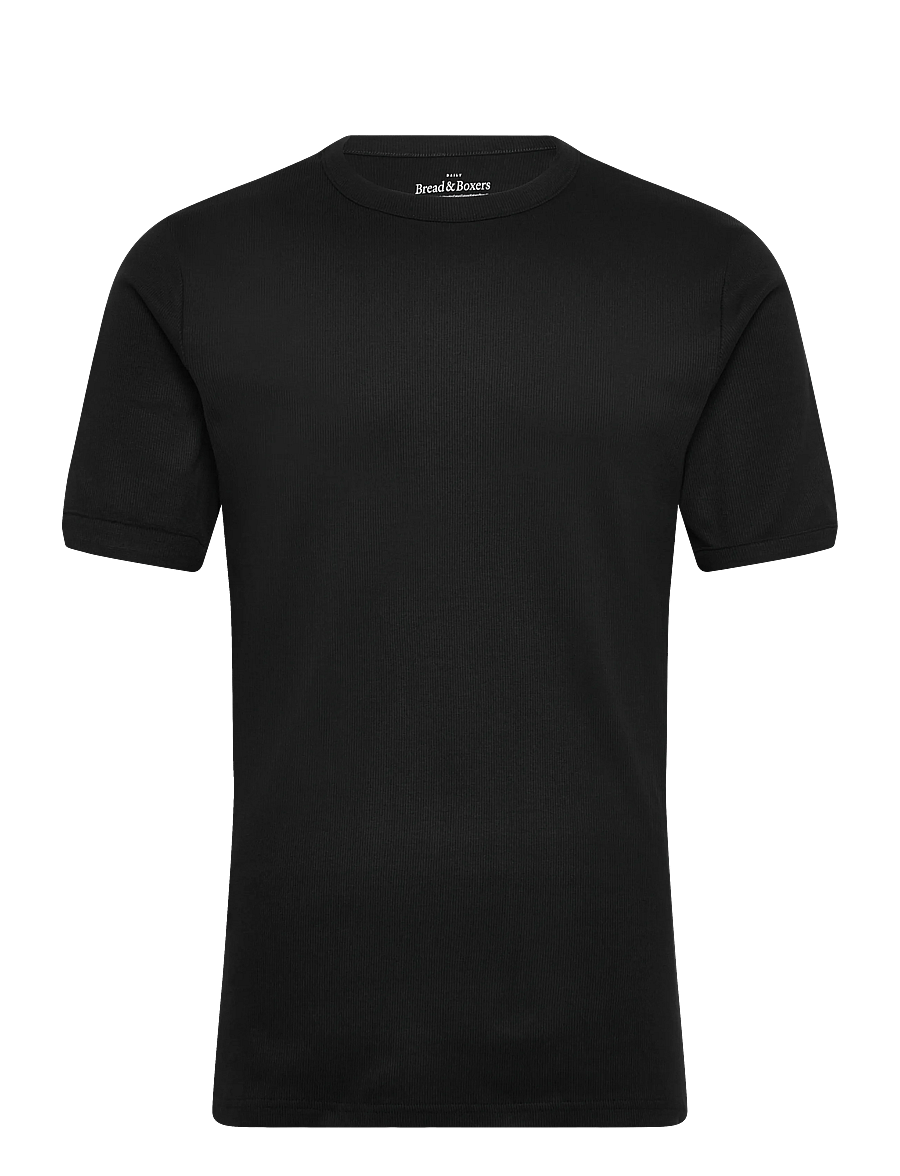 Bread & Boxers - Crew-Neck Ribbed - kortärmade t-shirts - black - 1