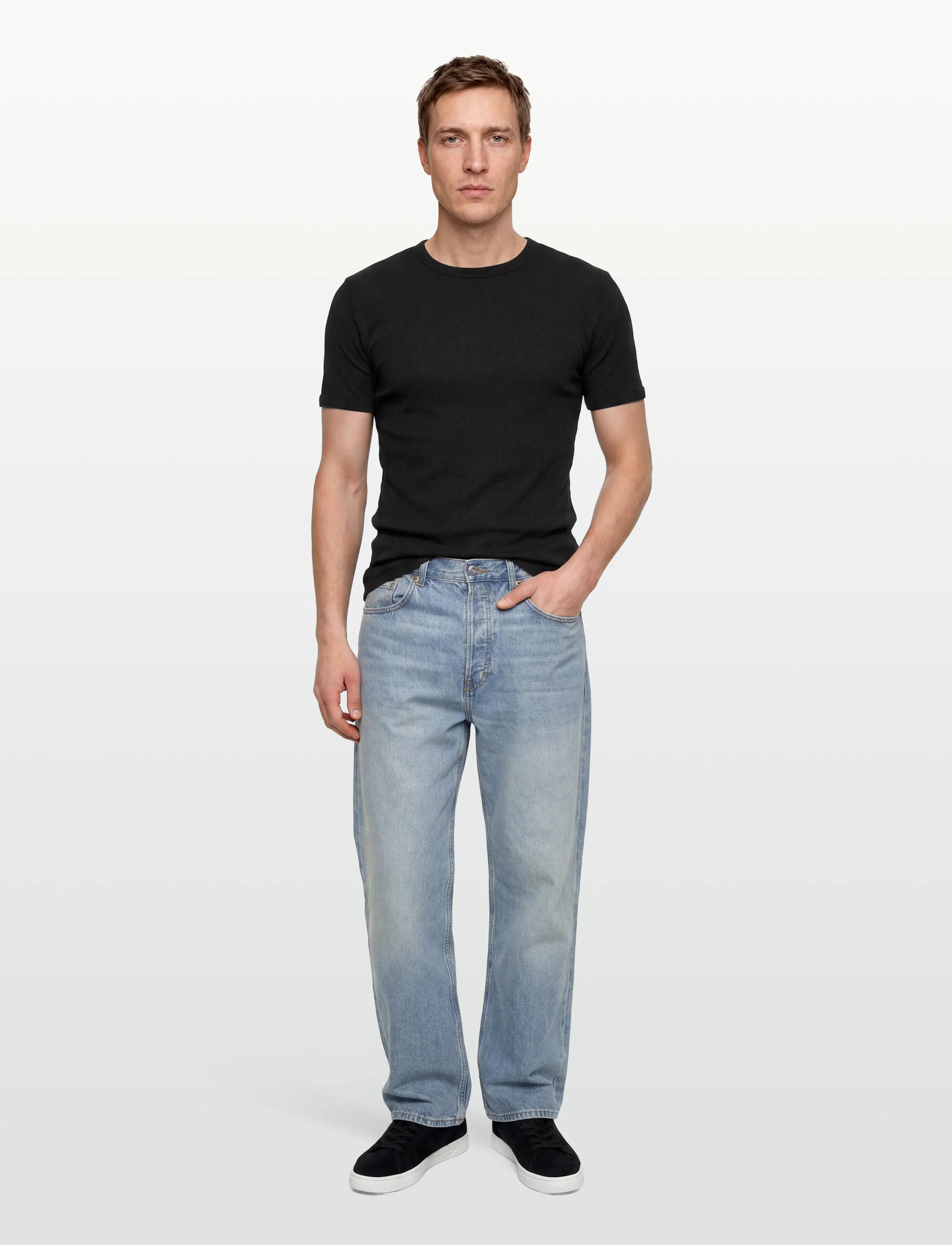 Bread & Boxers Crew-Neck Ribbed, L, Black, T-Shirts > Kortærmede, Herre