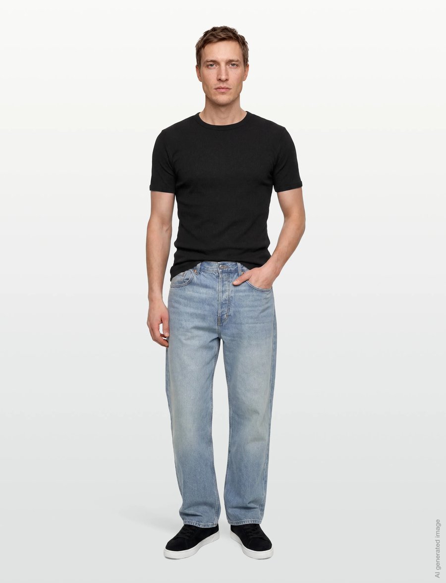Bread & Boxers - Crew-Neck Ribbed - kortærmede t-shirts - black - 0