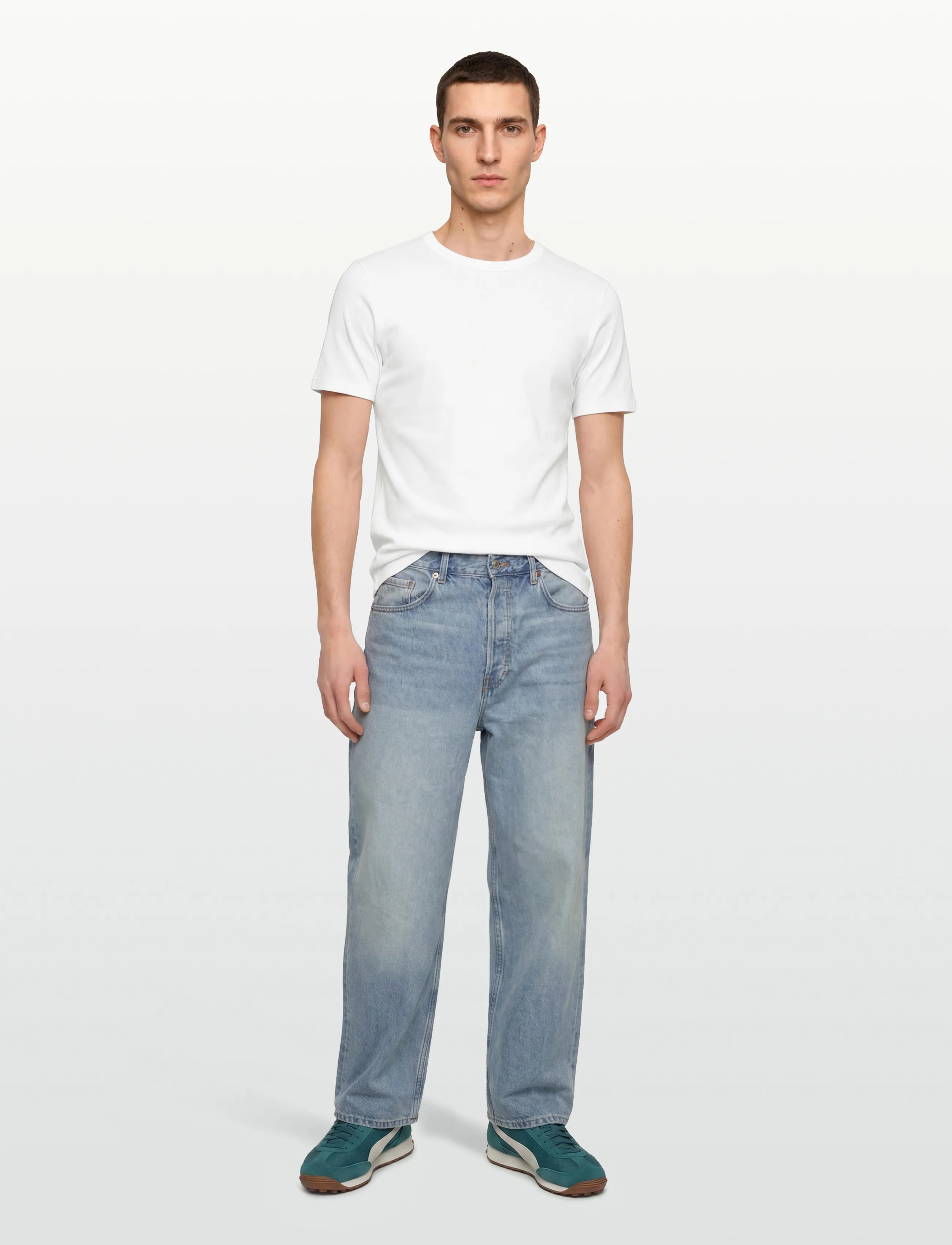 Bread & Boxers Crew-Neck Ribbed, M, White, T-Shirts > Kortærmede, Herre