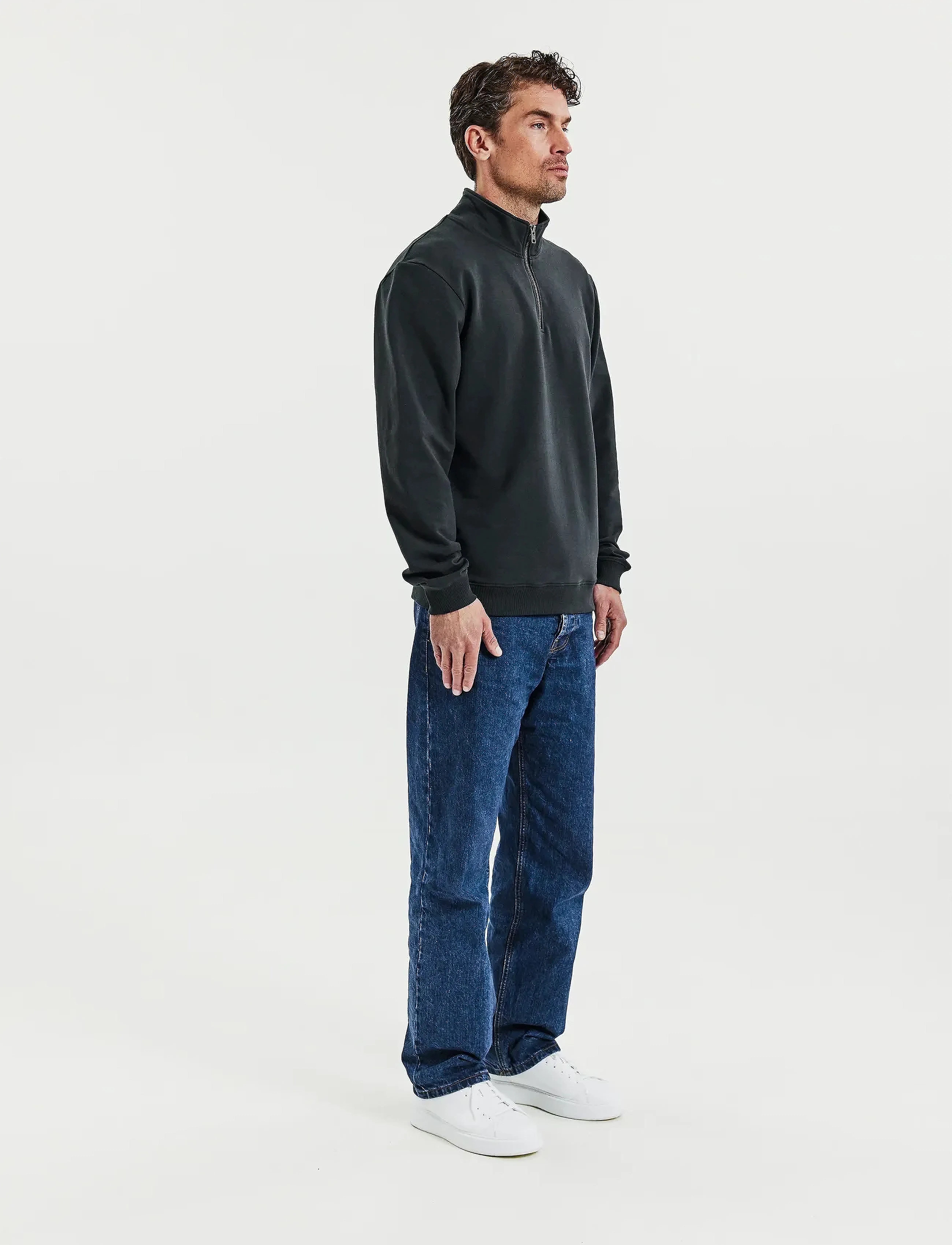 Bread & Boxers - Half Zip - half zip jumpers - charcoal - 2
