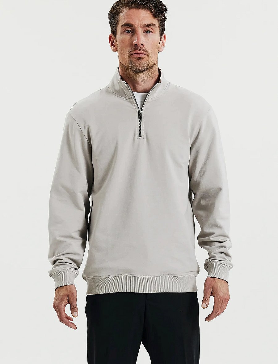 Bread & Boxers - Half Zip - half zip strik - greige - 0