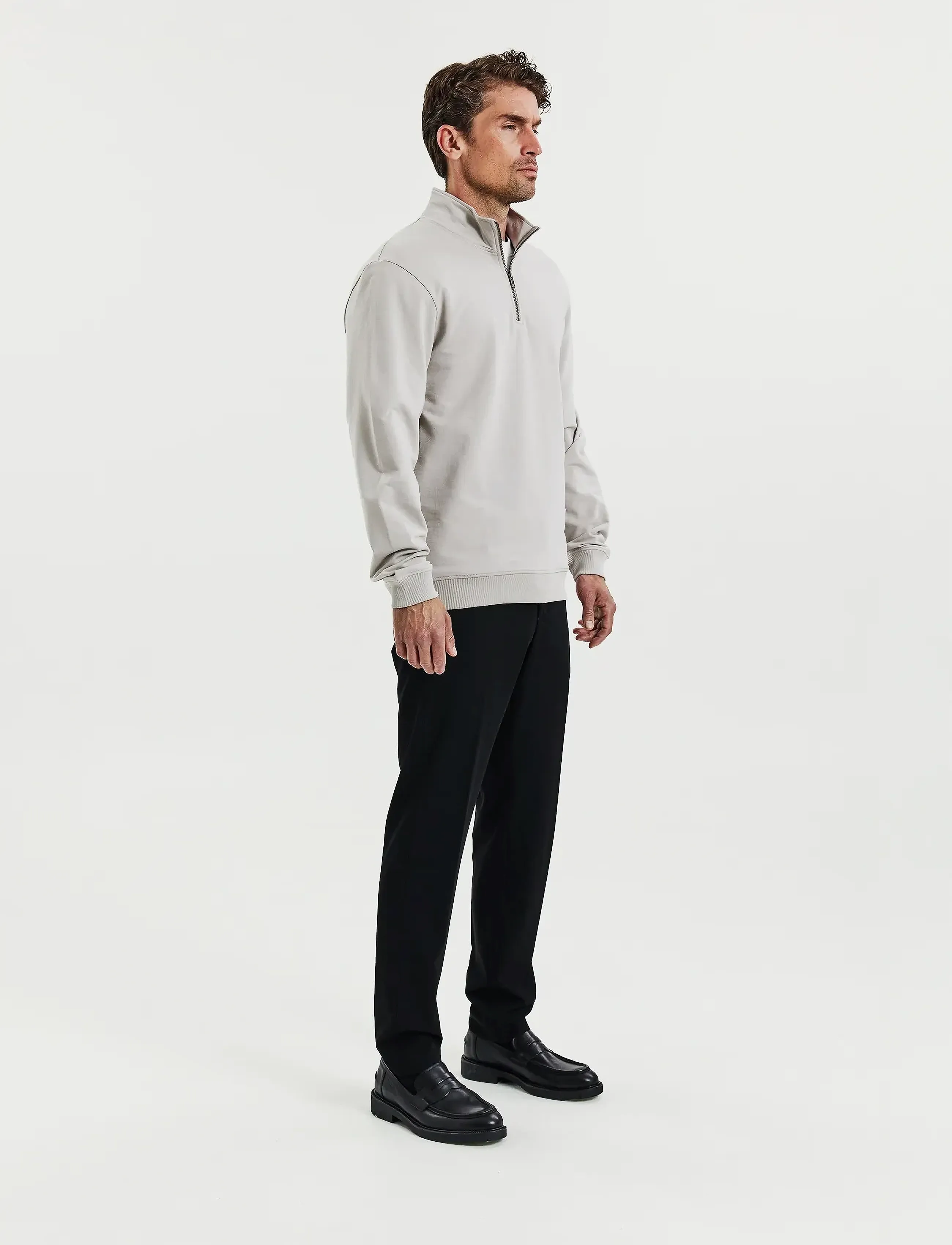 Bread & Boxers - Half Zip - half zip strik - greige - 2