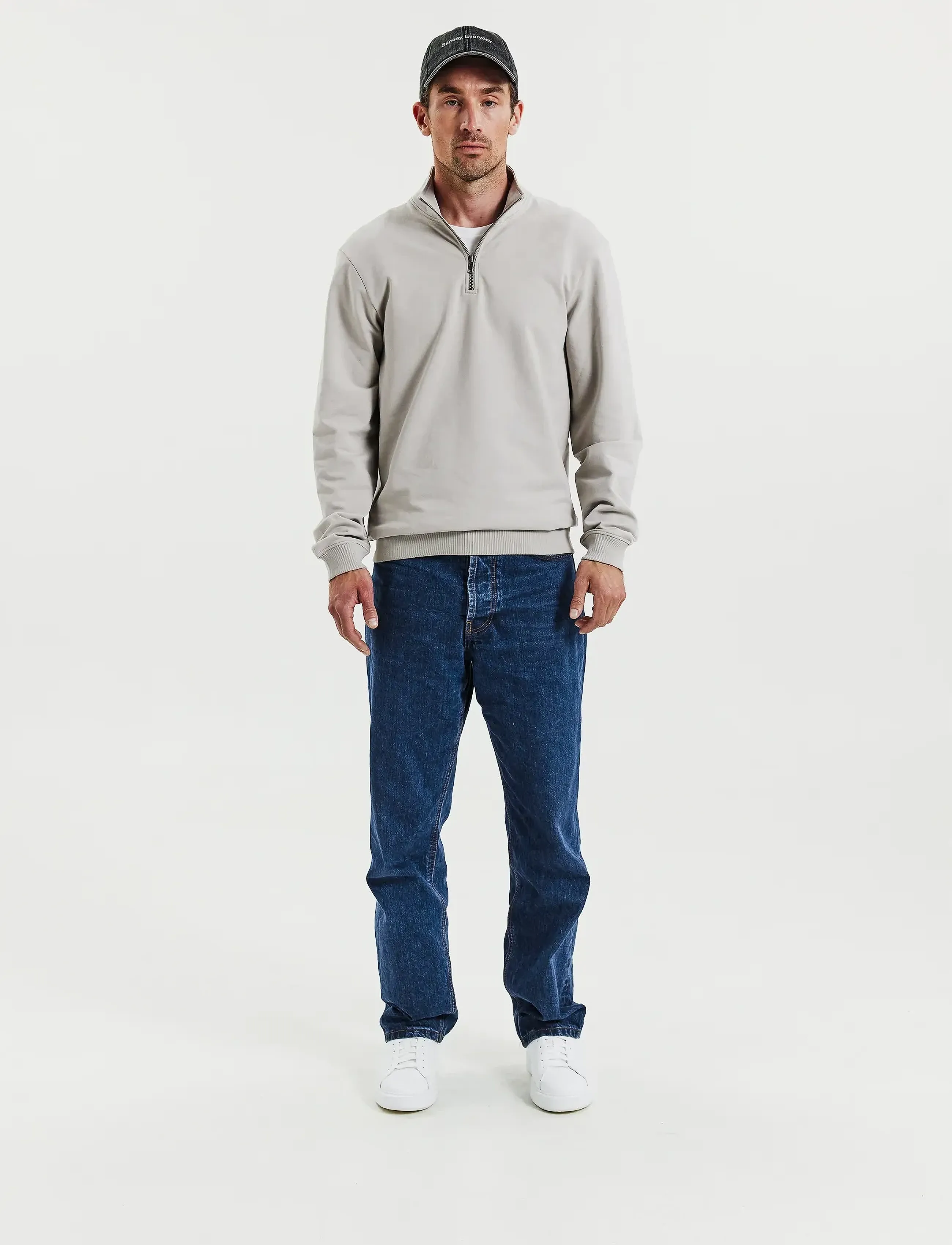 Bread & Boxers - Half Zip - half zip strik - greige - 4