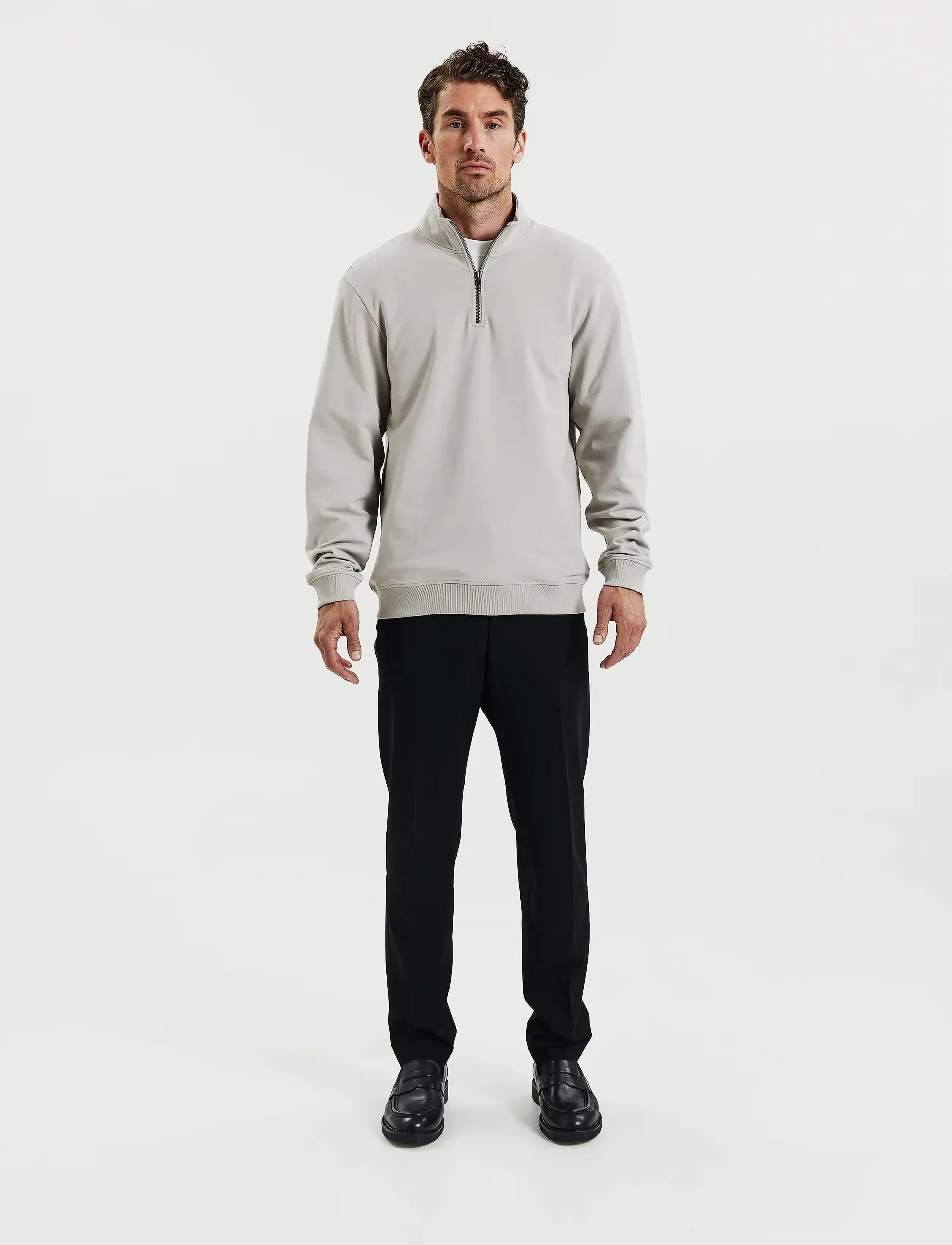 Bread & Boxers - Half Zip - half zip strik - greige - 5