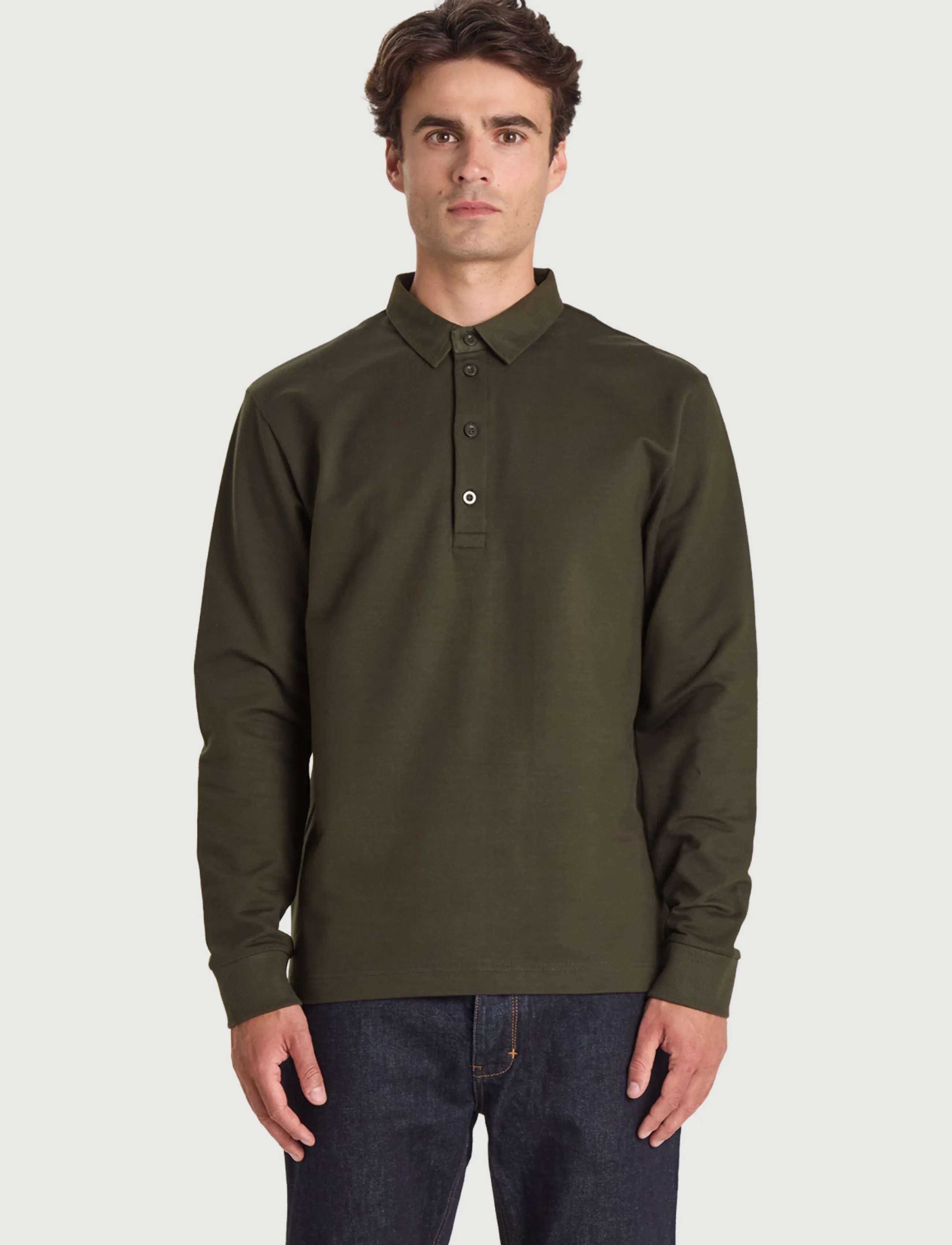 Bread & Boxers Rugby Sweater (GOTS) - Long-sleeved knitted polos - DEEP FOREST / green