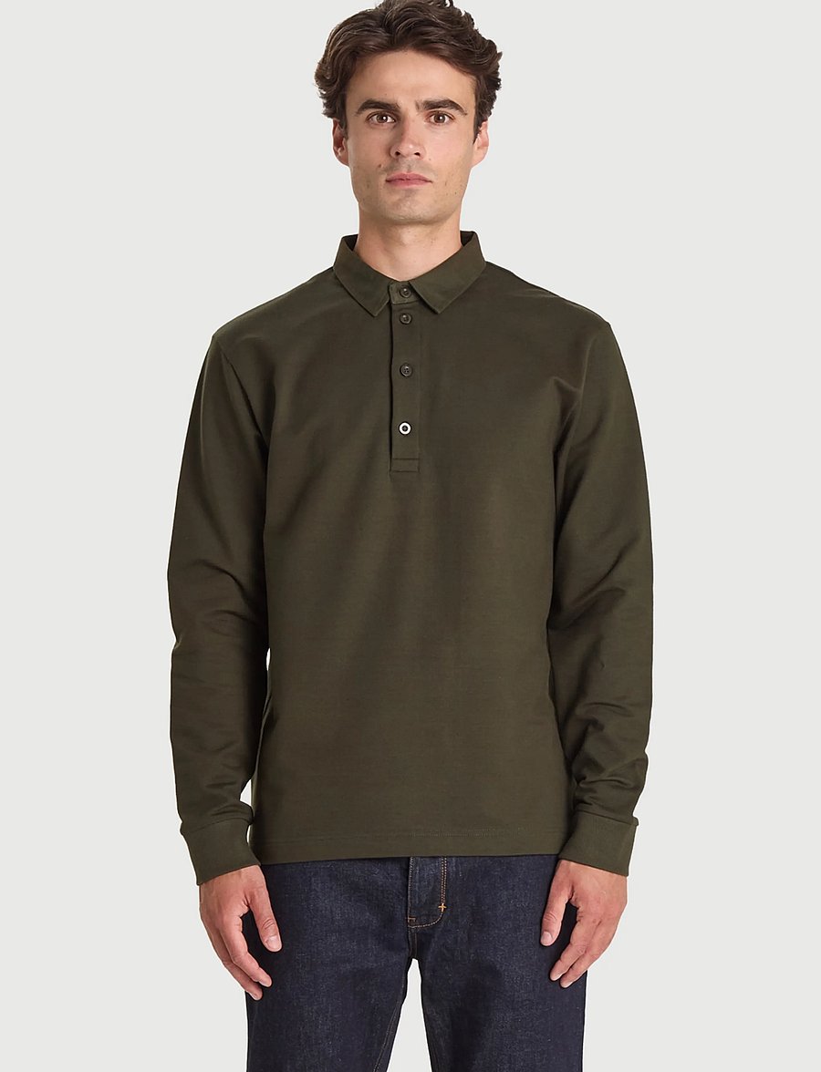 Bread & Boxers - Rugby Sweater (GOTS) - long-sleeved knitted polos - deep forest - 0