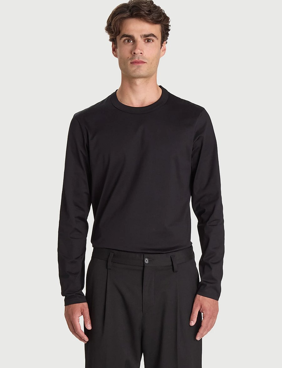 Bread & Boxers - Long Sleeve Pima - pyjamasöverdelar - black - 0