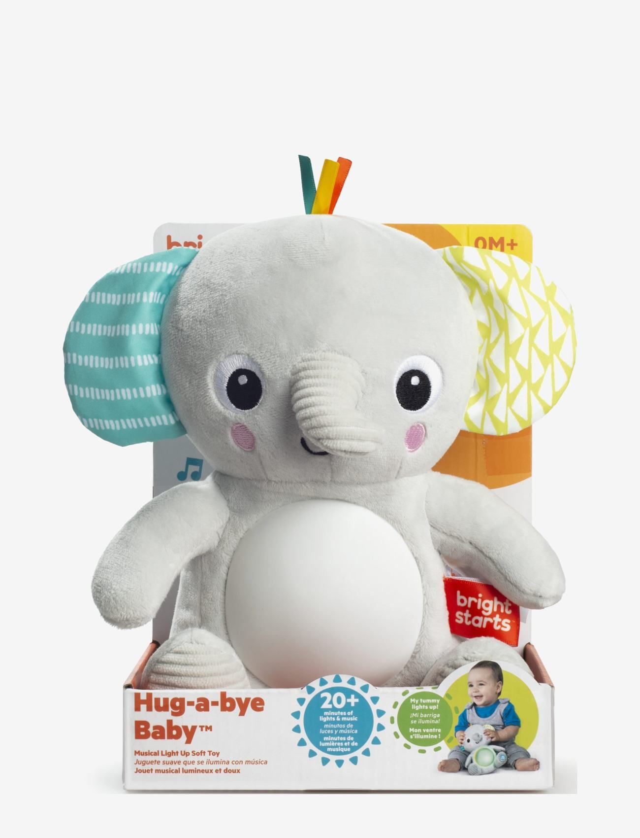 Bright Starts - Hug-a-bye Baby™ musikalsk elefant-plysdyr med lys - interaktivt legetøj - grey - 2