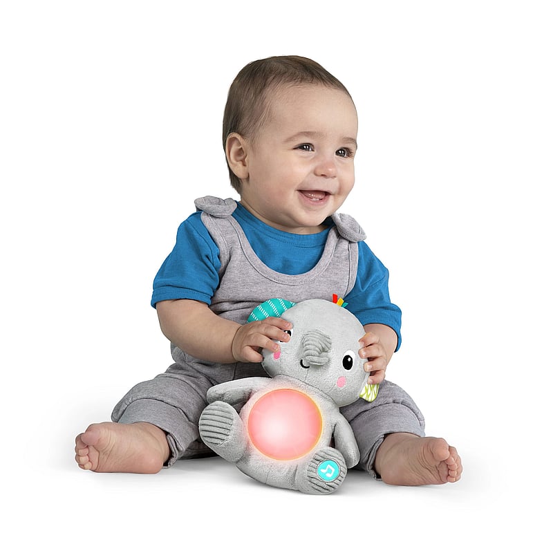 Bright Starts - Hug-a-bye Baby™ musikalsk elefant-plysdyr med lys - gagnvirk leikföng - grey - 0