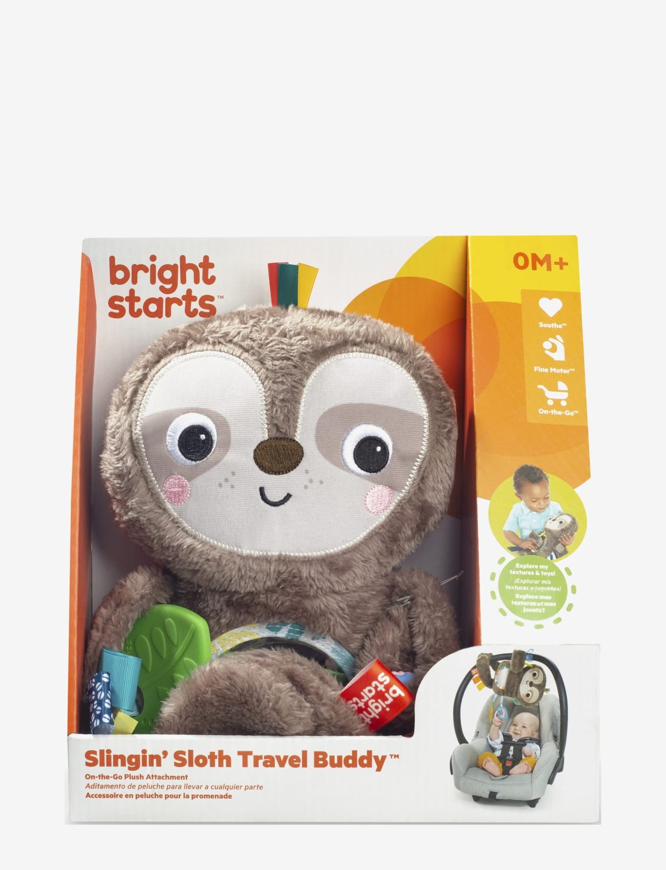 Bright Starts - Slingin’ Sloth Travel Buddy™ On-the-Go Plush Attachment - alhaisimmat hinnat - brown - 1