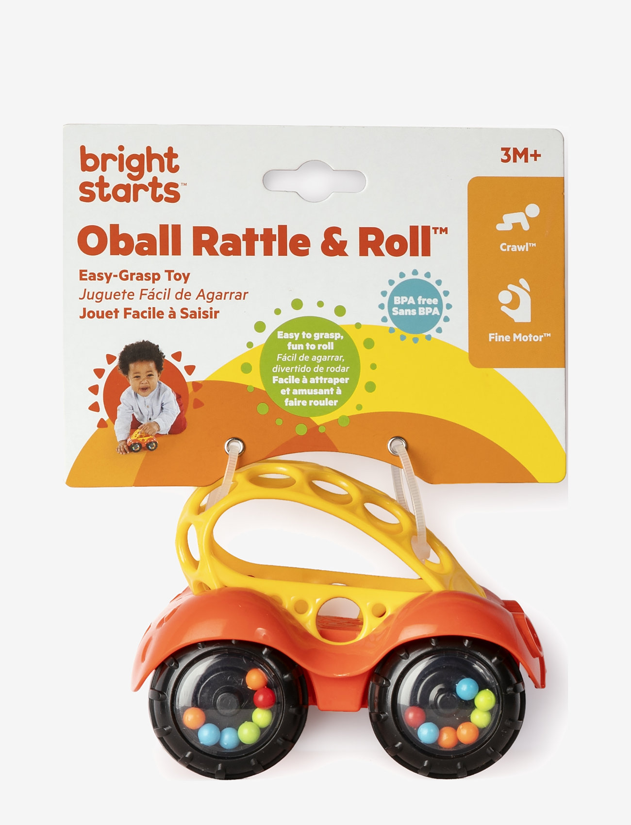 Bright Starts - Legetøjsbil, Rattle & Roll Buggie™, rød - interaktivt legetøj - multi coloured - 1