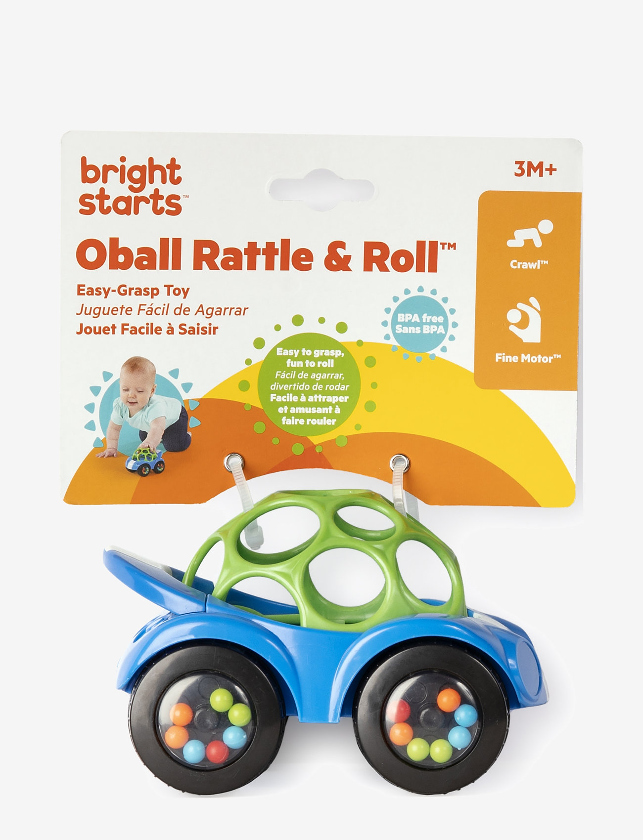 Bright Starts - Legetøjsbil, Rattle & Roll Buggie™, blå - interaktiva leksaker - multi coloured - 2