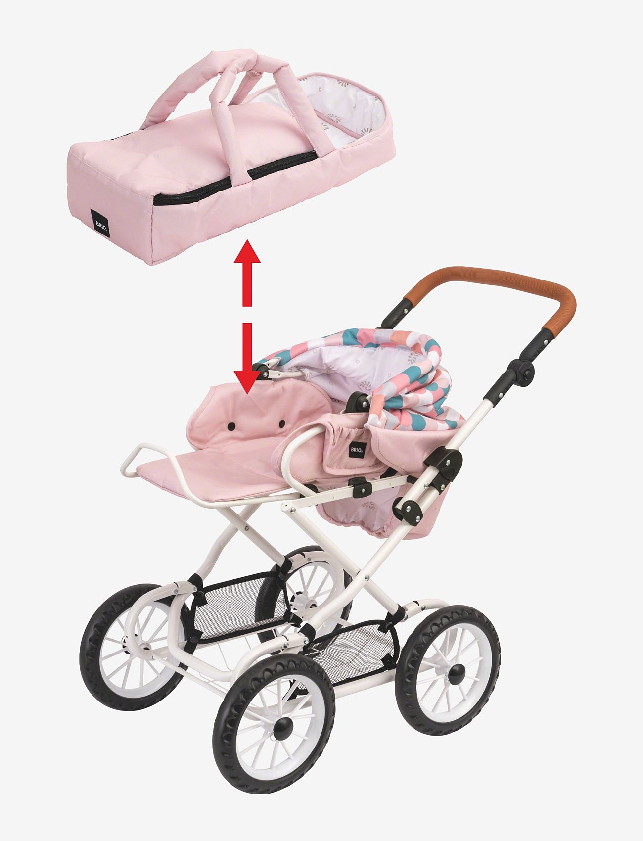 BRIO - BRIO Kombi dukkevogn, dråbemønster, pink - dukkevogne - multi coloured - 2