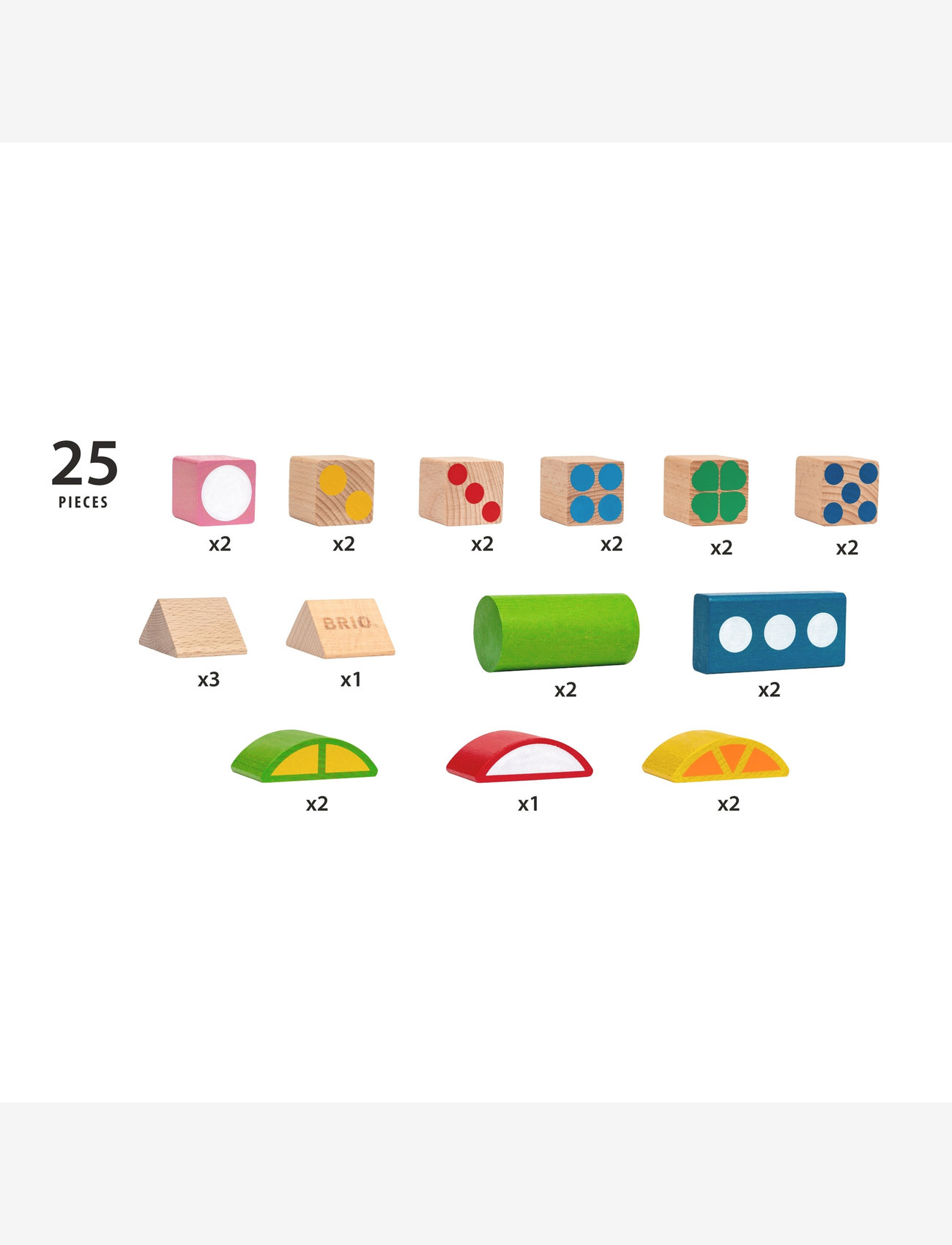 BRIO - 25 mönstrade träklossar - träpussel - multi coloured - 3