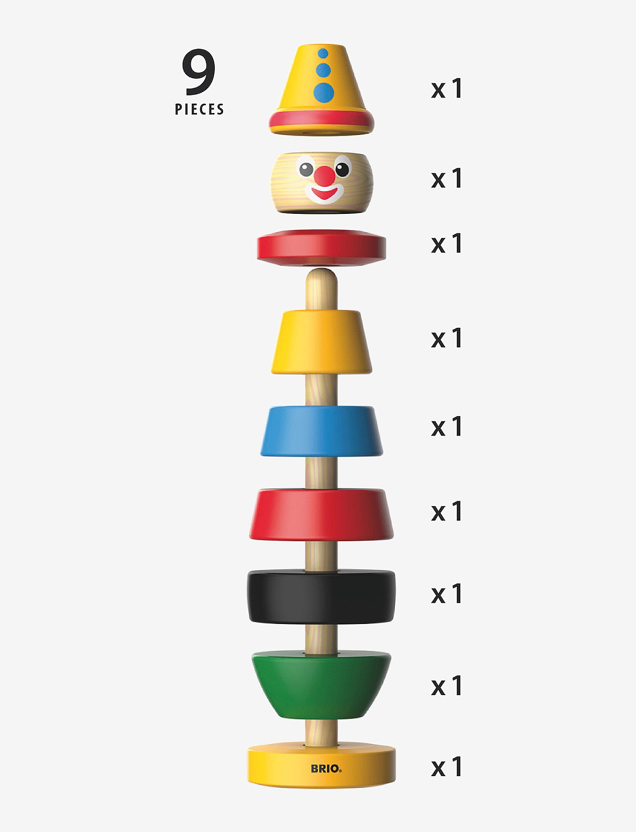 BRIO - Clown - stackable blocks - multi coloured - 2