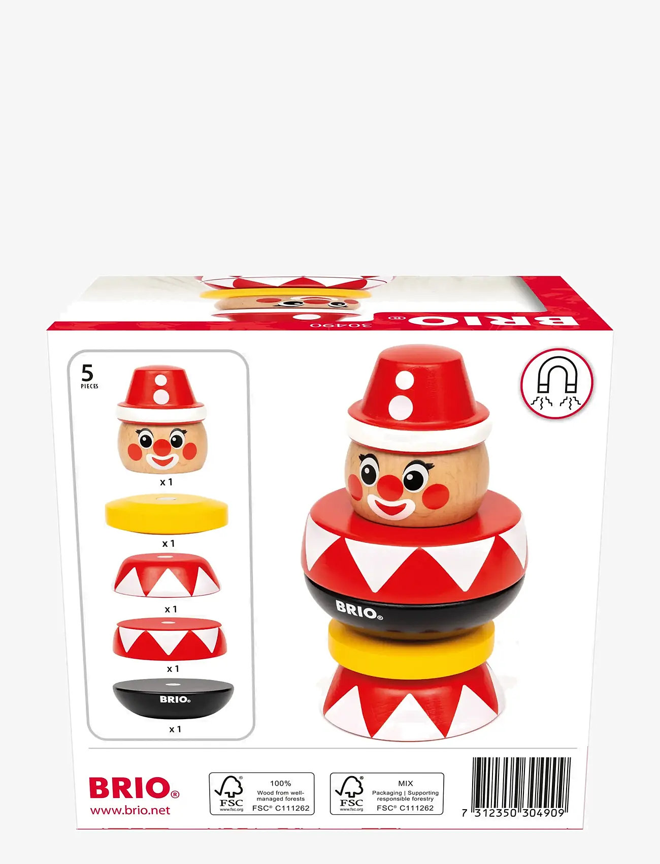 BRIO - Magneettinen pinottava klovni - stackable blocks - multi coloured - 4