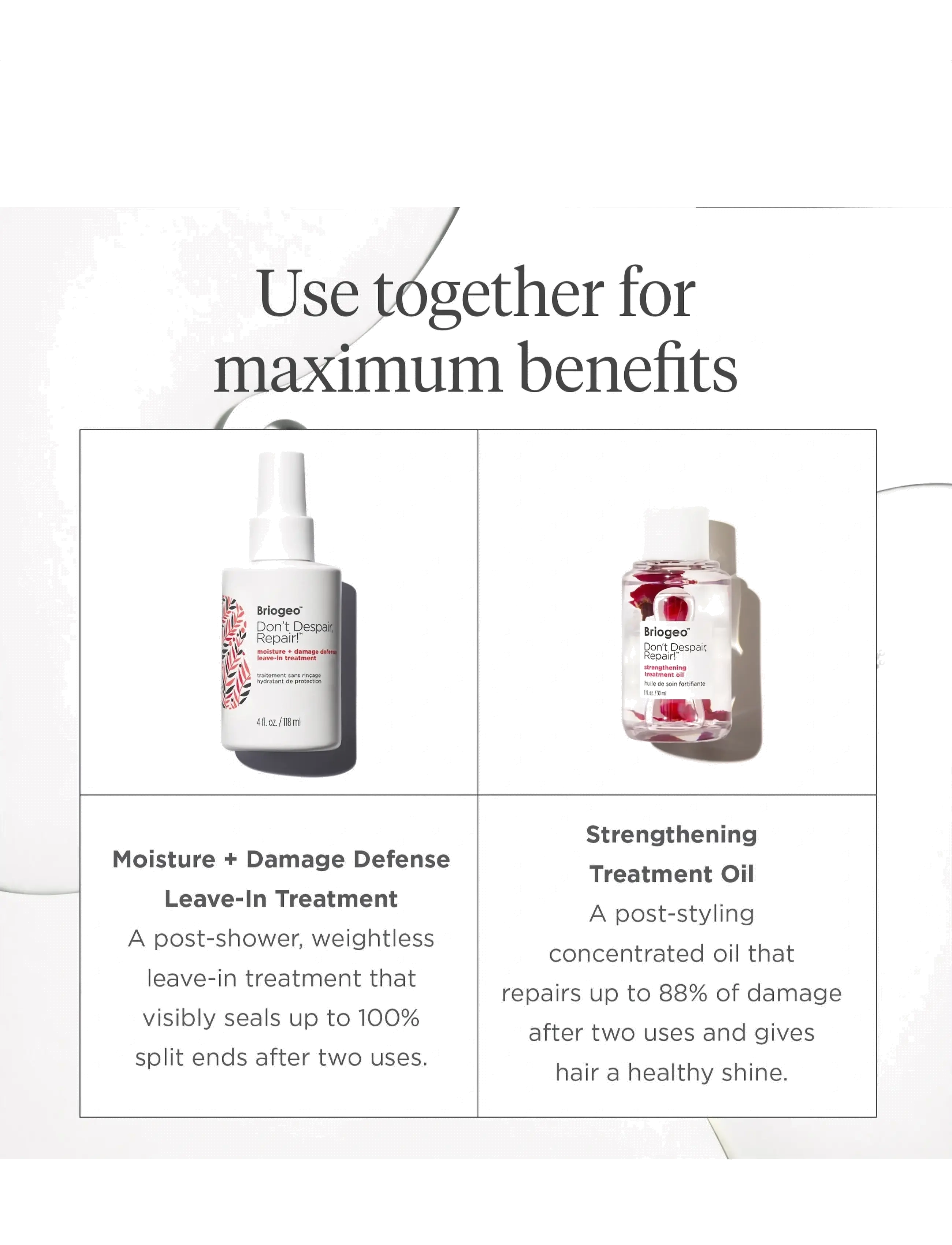 Briogeo - Briogeo Don’t Despair, Repair!™ Moisture + Damage Defense Leave-In Treatment 118ml - hårkure - clear - 3
