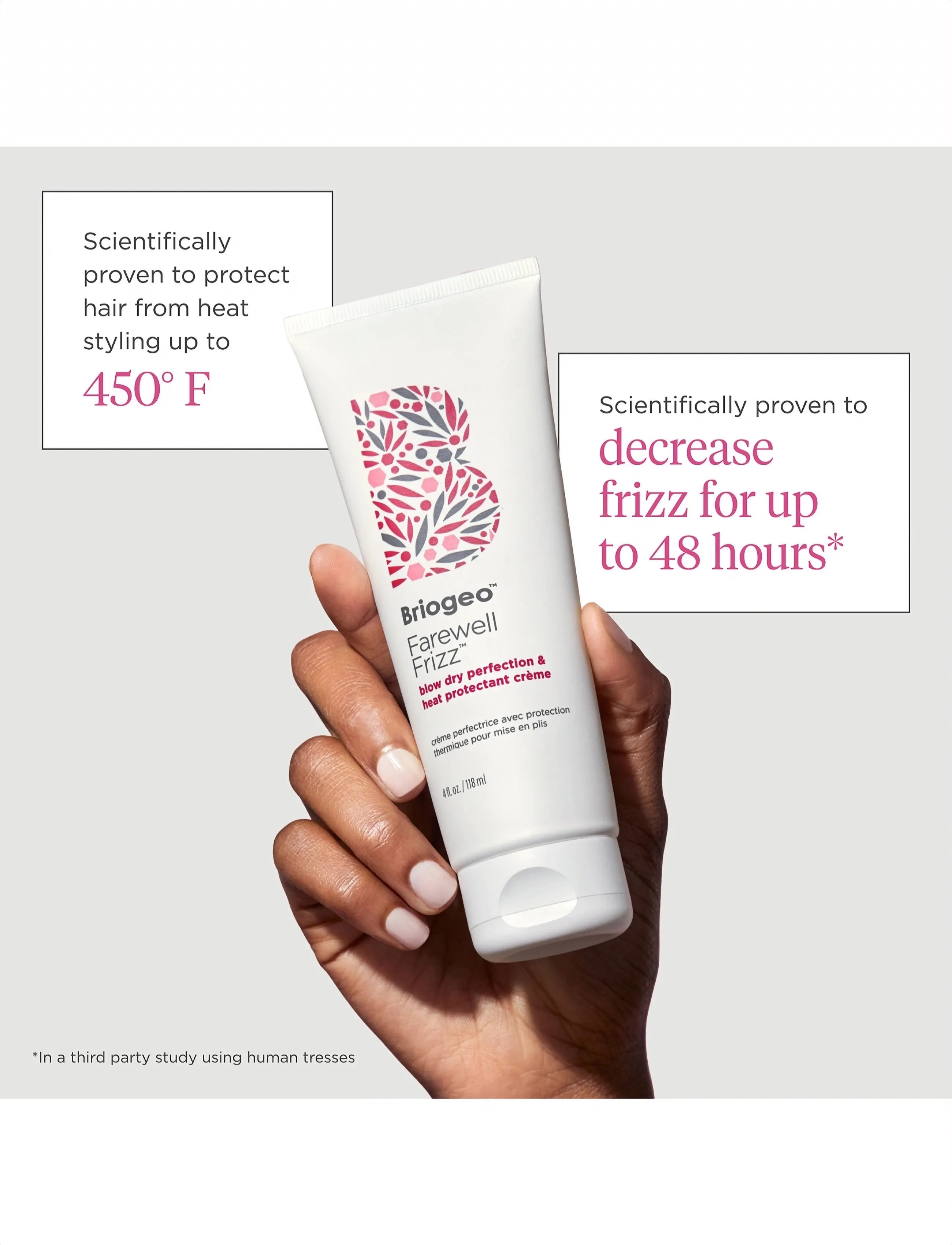 Briogeo Briogeo Farewell Frizz Blow Dry Perfection & Heat Protectant Crème 118ml, 118 ml, Nude, Styling > Varmebeskyttelse, Dame