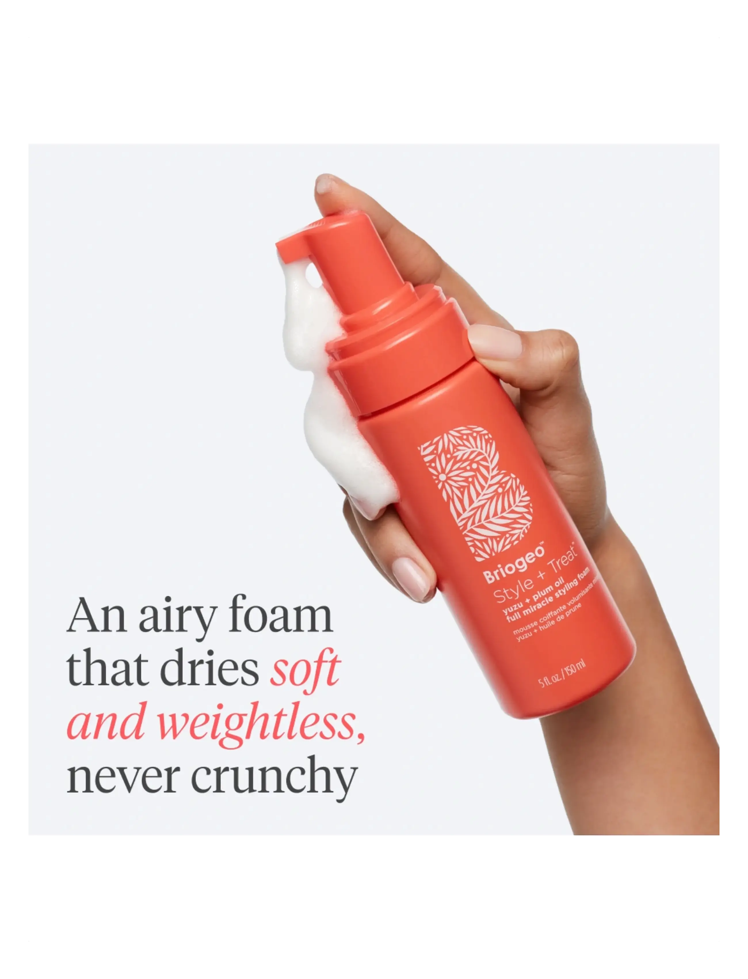 Briogeo - Briogeo Style + Treat Yuzu + Plum Oil Full Miracle Styling Foam 150ml - sommerens hårprodukter - 1017 - 4
