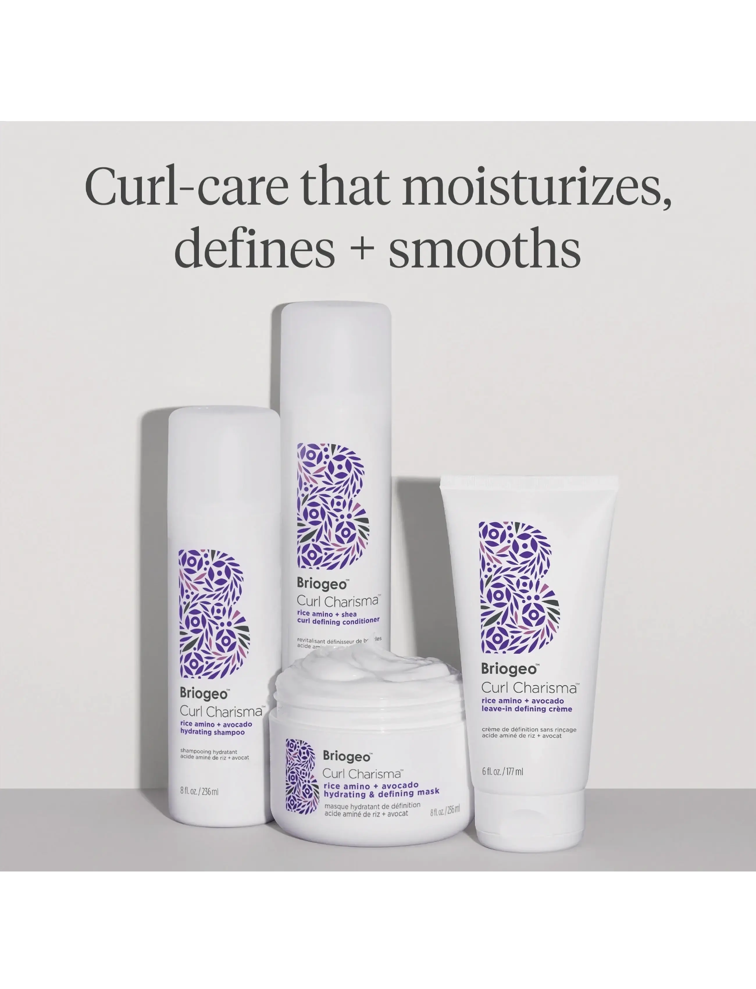 Briogeo - Briogeo Curl Charisma™ Rice Amino + Avocado Hydrating & Defining Mask 236ml - hårkur - clear - 3