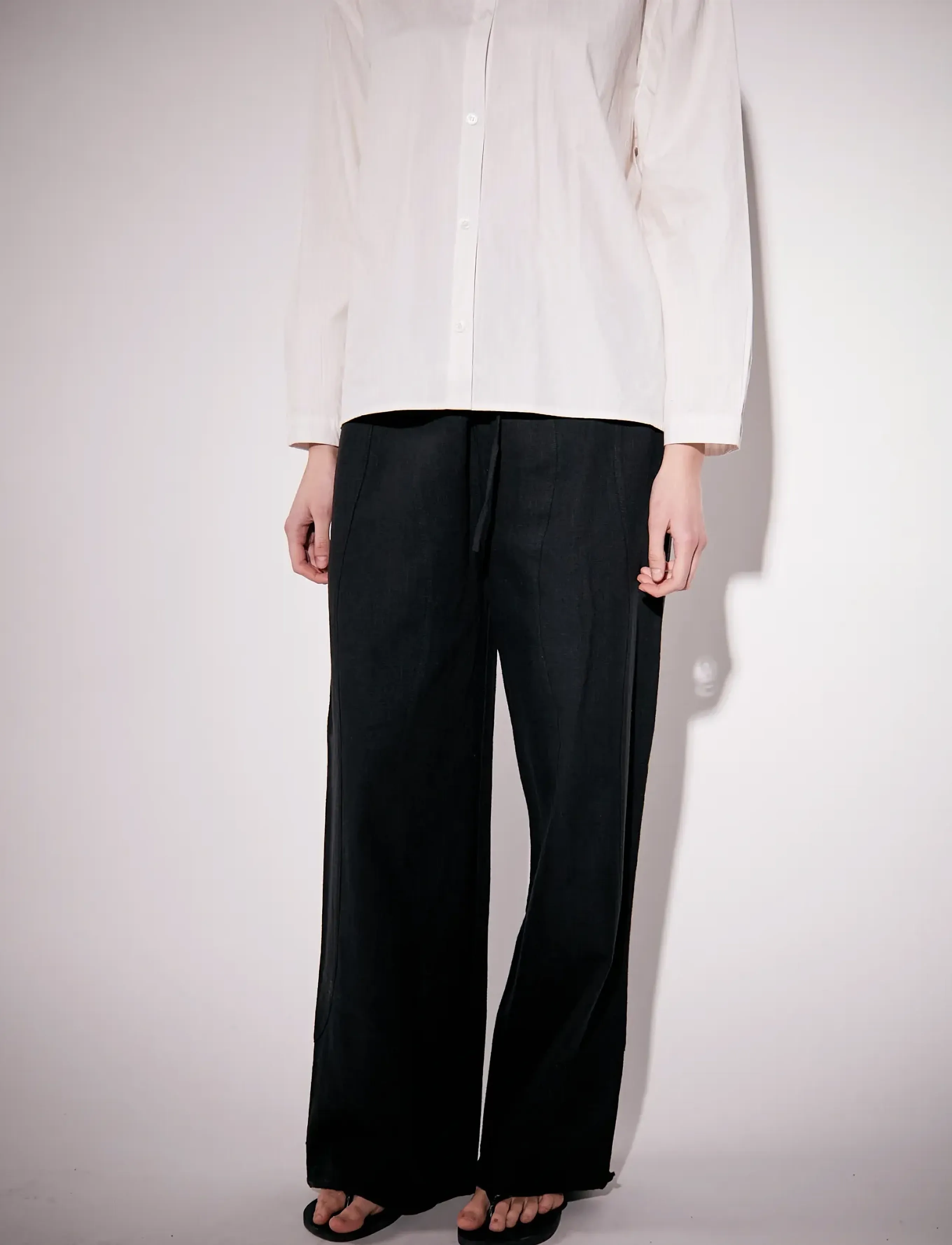 Brixtol Textiles Kirsten Trousers Linen Black - Brixtol Textiles - BLACK / black