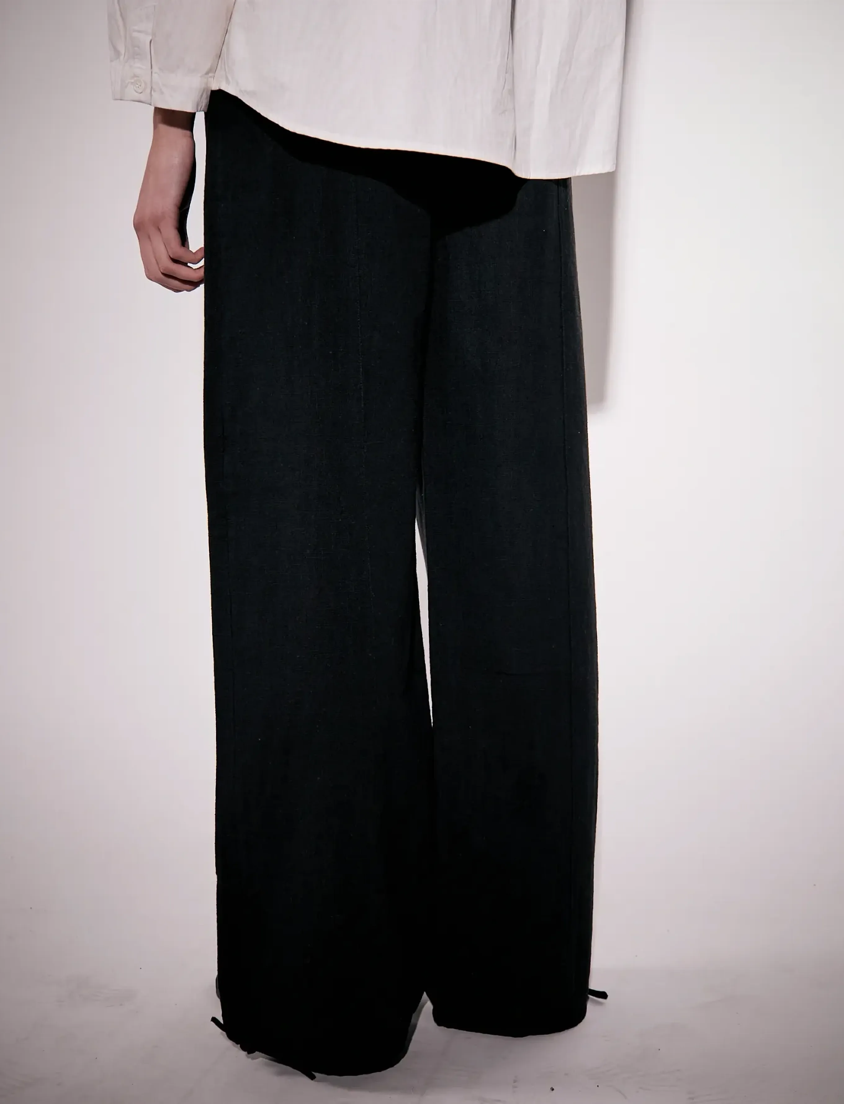Brixtol Textiles - Kirsten Trousers Linen Cream - linased püksid - black - 3