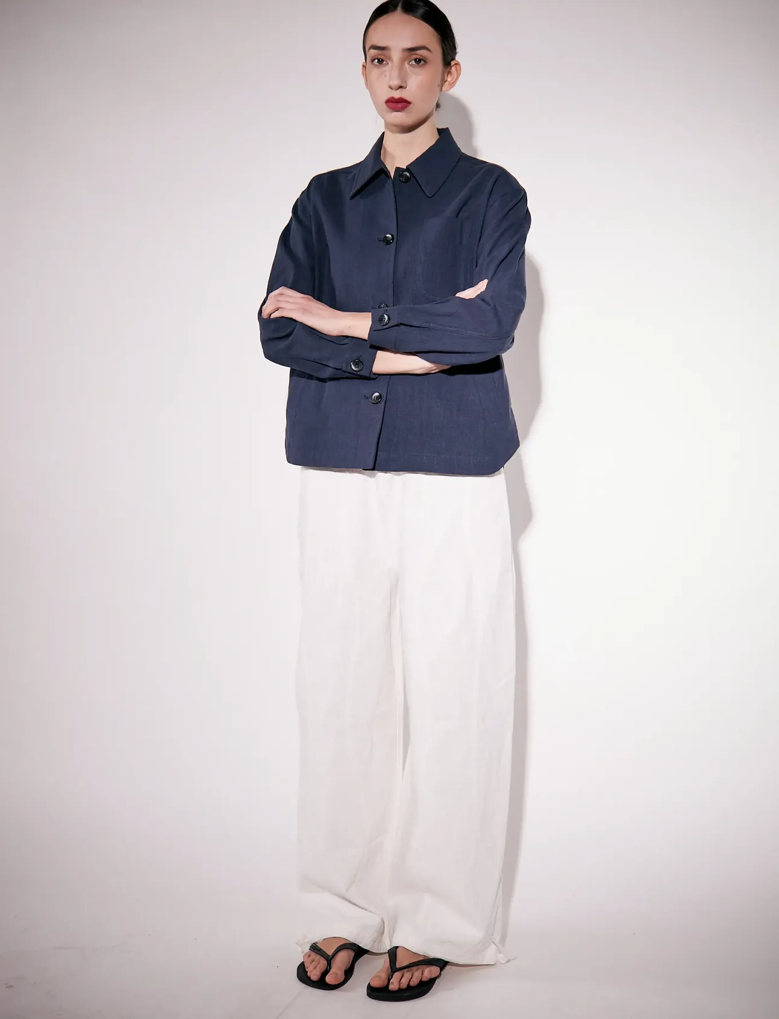 Brixtol Textiles Kirsten Trousers Linen Black - Püksid - CREAM / cream