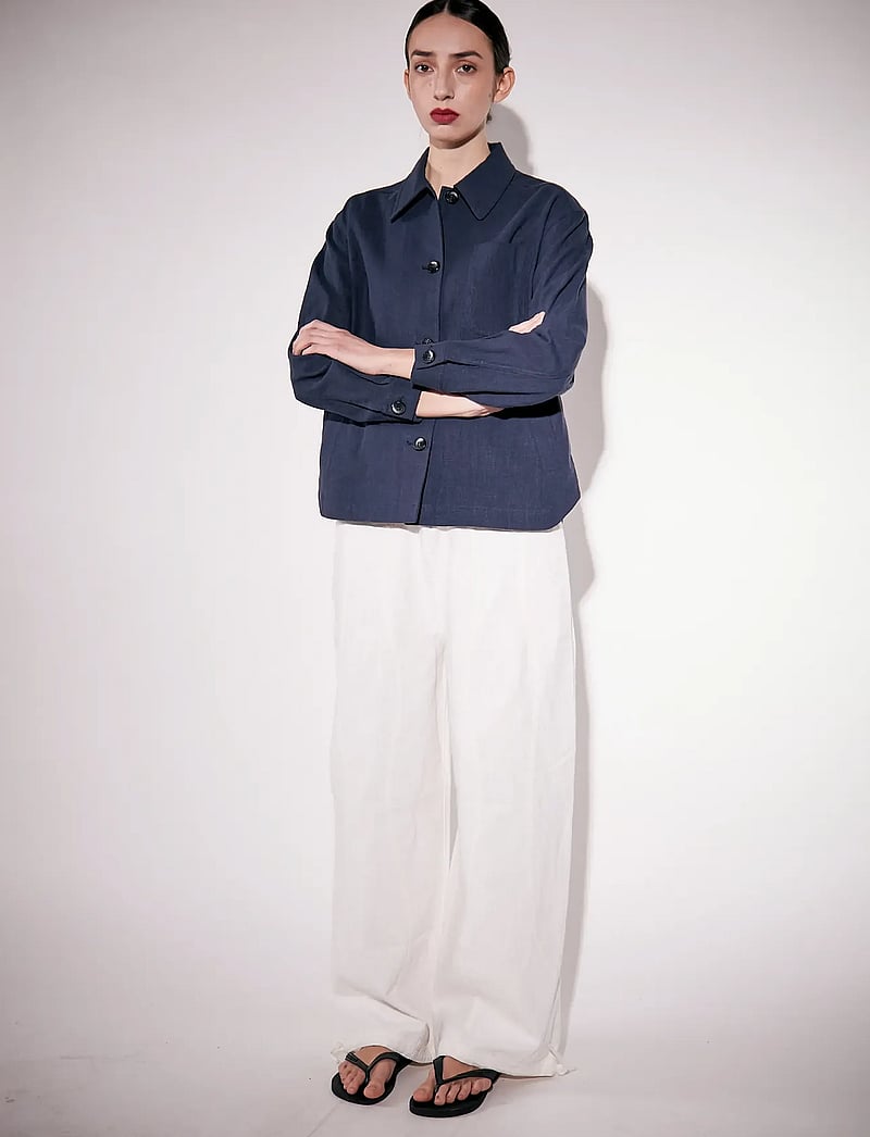 Brixtol Textiles - Kirsten Trousers Linen Black - leinenhosen - cream - 0