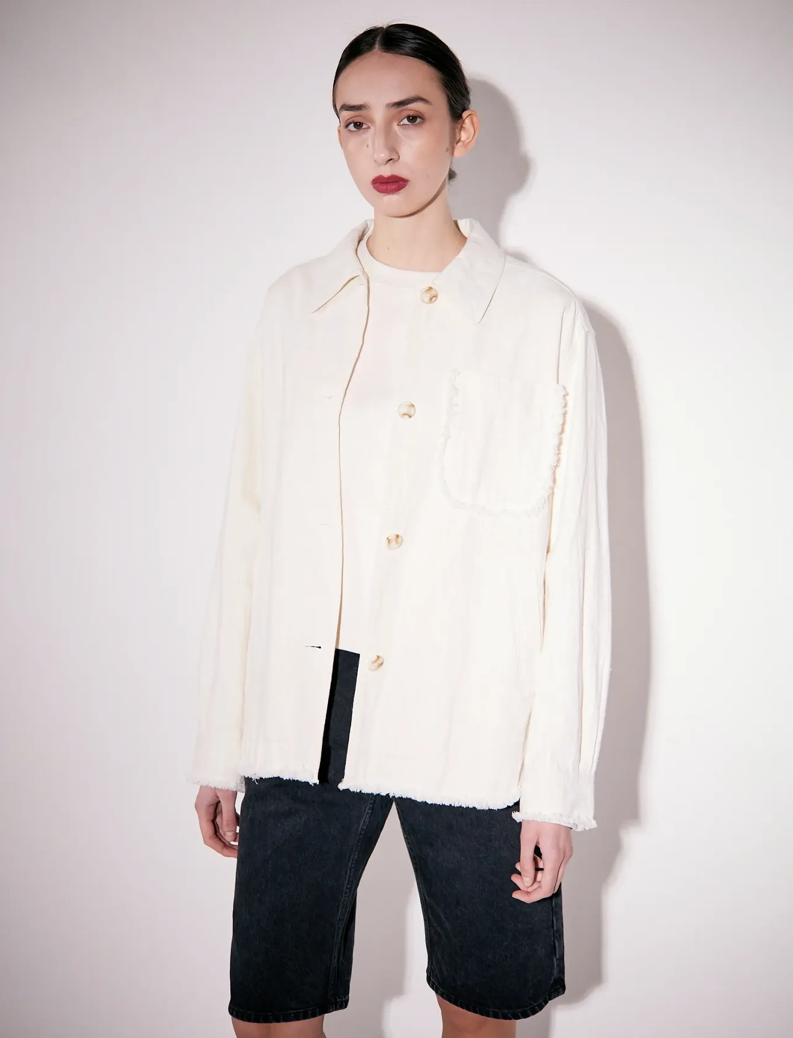 Brixtol Textiles Ally Distressed, M, Cream, Overdele > Overtrøjer, Dame