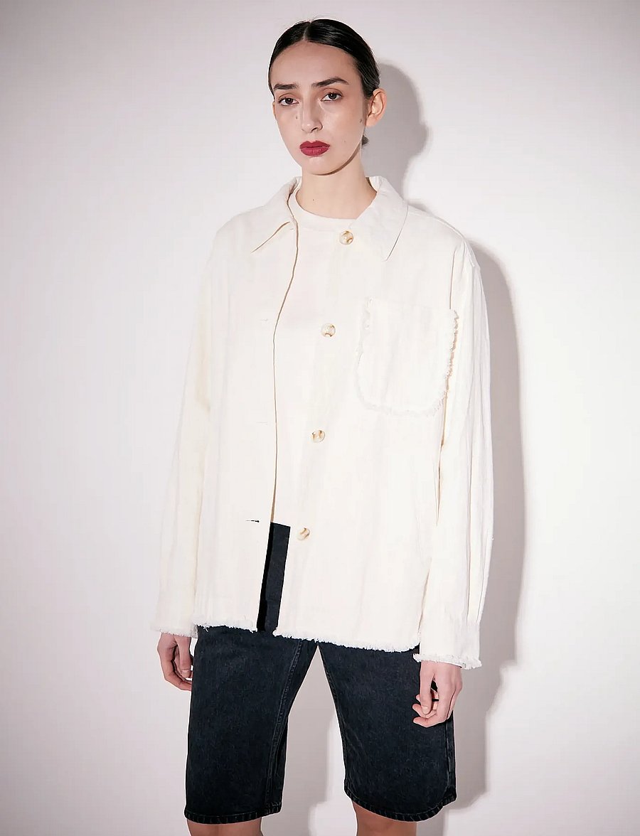 Brixtol Textiles - Ally Distressed - overshirts - cream - 0