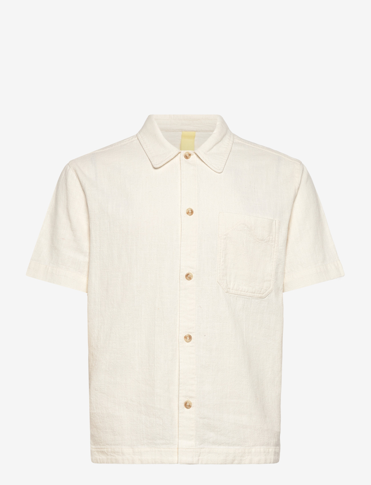 Brixtol Textiles - Frank S/S Linen Cream - basic shirts - cream - 1