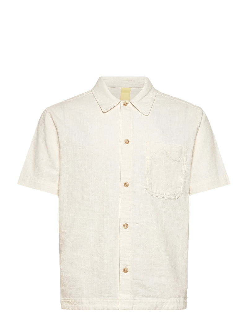 Brixtol Textiles - Frank S/S Linen Cream - basic shirts - cream - 1