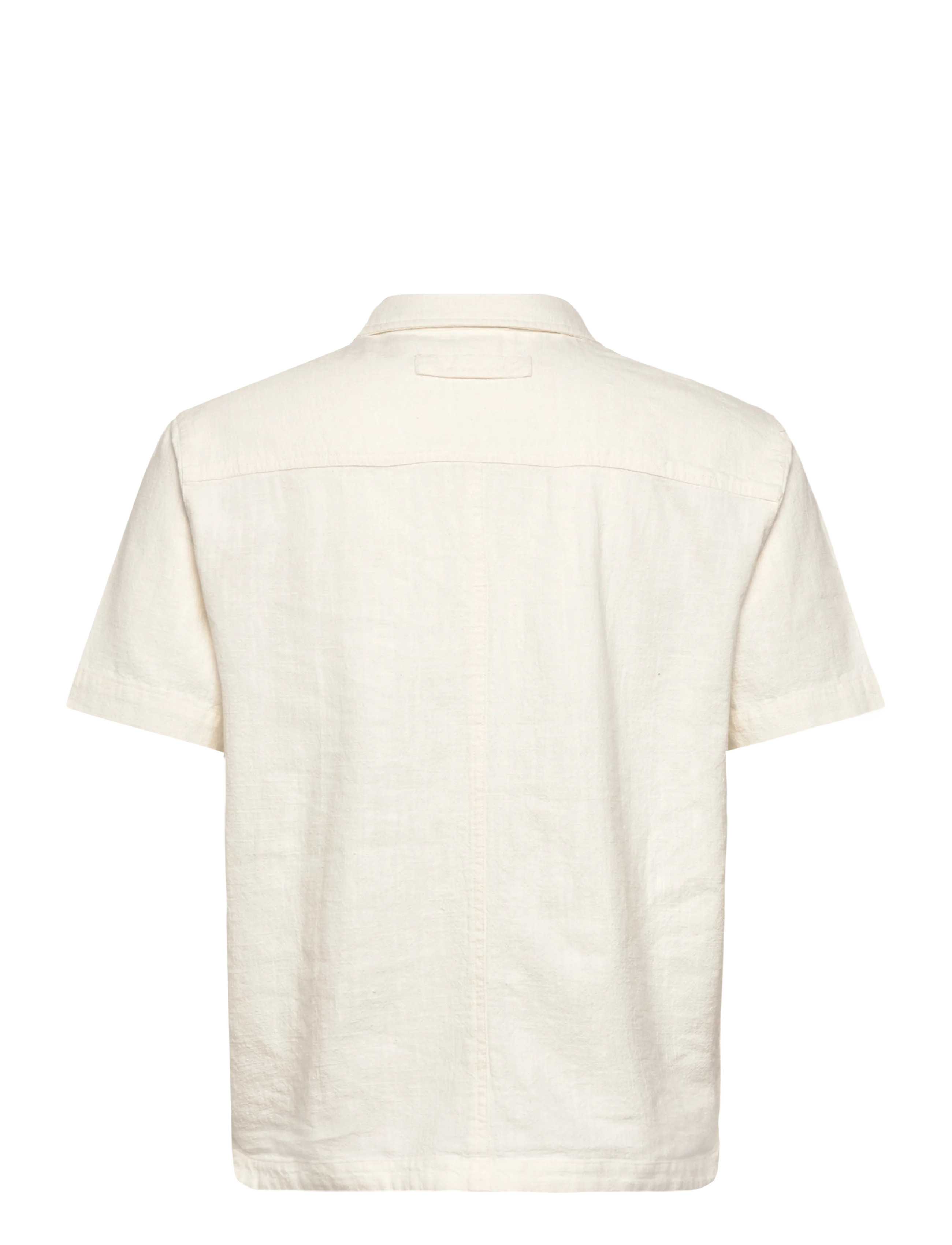Brixtol Textiles - Frank S/S Linen Dark Navy - basic-hemden - cream - 2