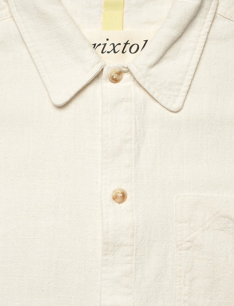 Brixtol Textiles - Frank S/S Linen Dark Navy - basic-hemden - cream - 5