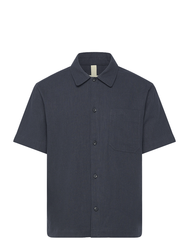 Brixtol Textiles - Frank S/S Linen Cream - basic skjorter - dark navy - 1