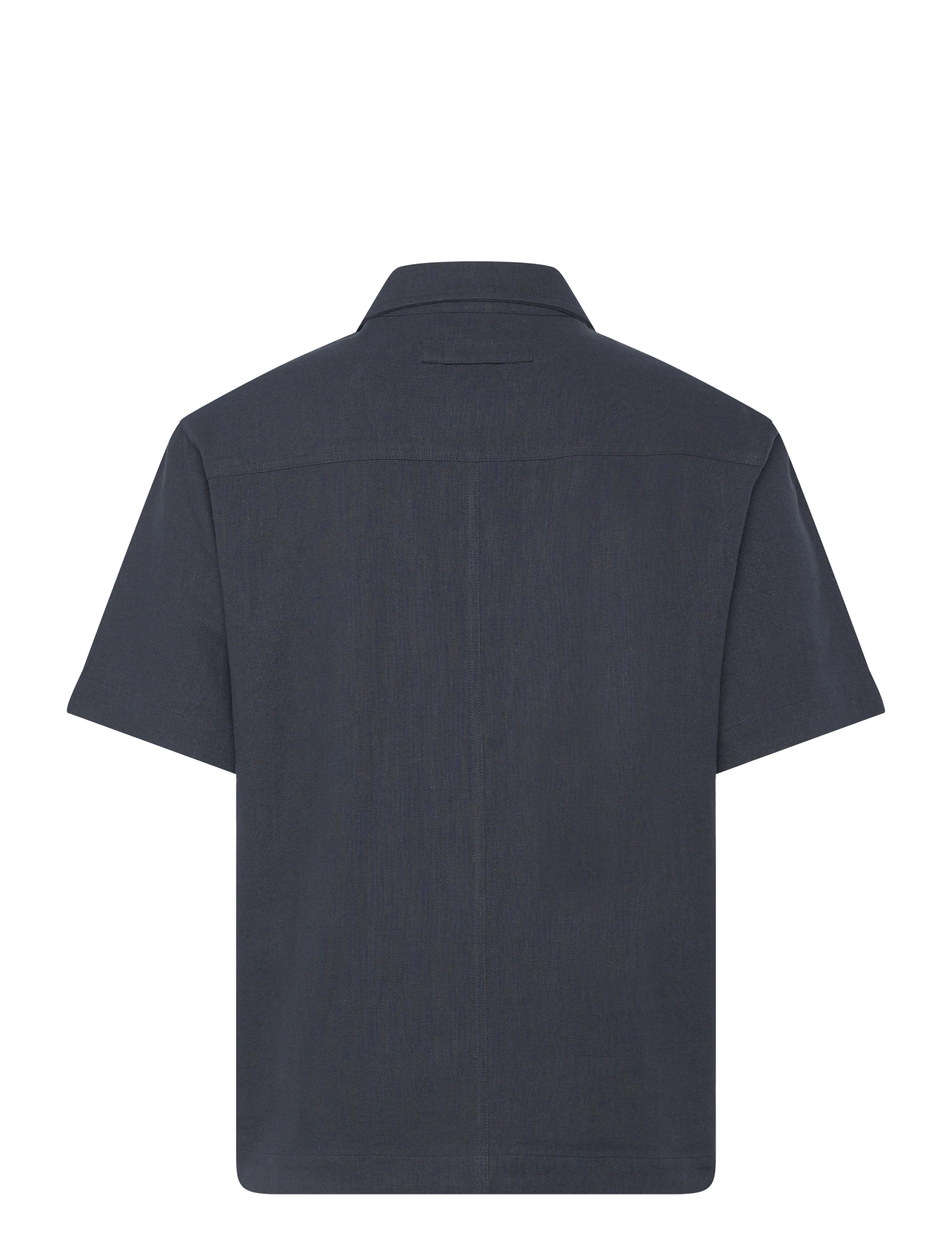 Brixtol Textiles - Frank S/S Linen Dark Navy - basic overhemden - dark navy - 2