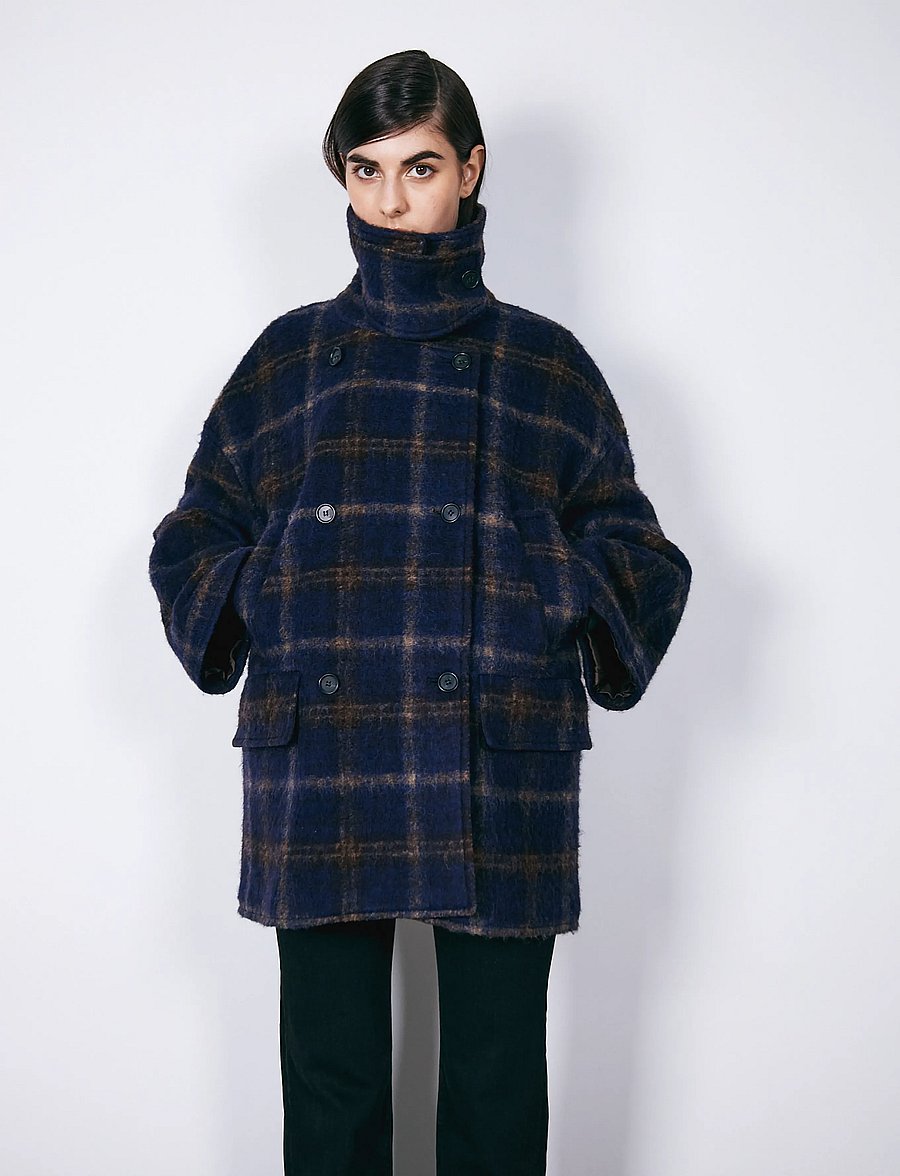 Brixtol Textiles - Skye - winter jacket - blue check - 0