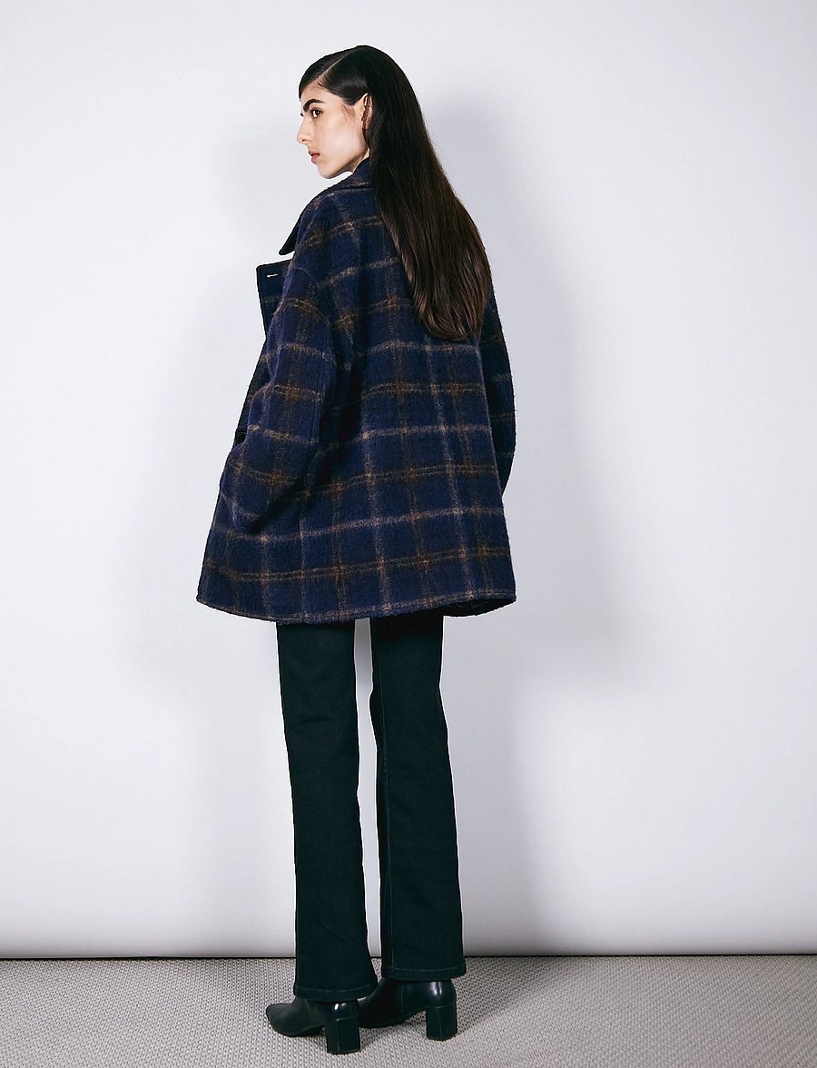 Brixtol Textiles - Skye - winter jacket - blue check - 2