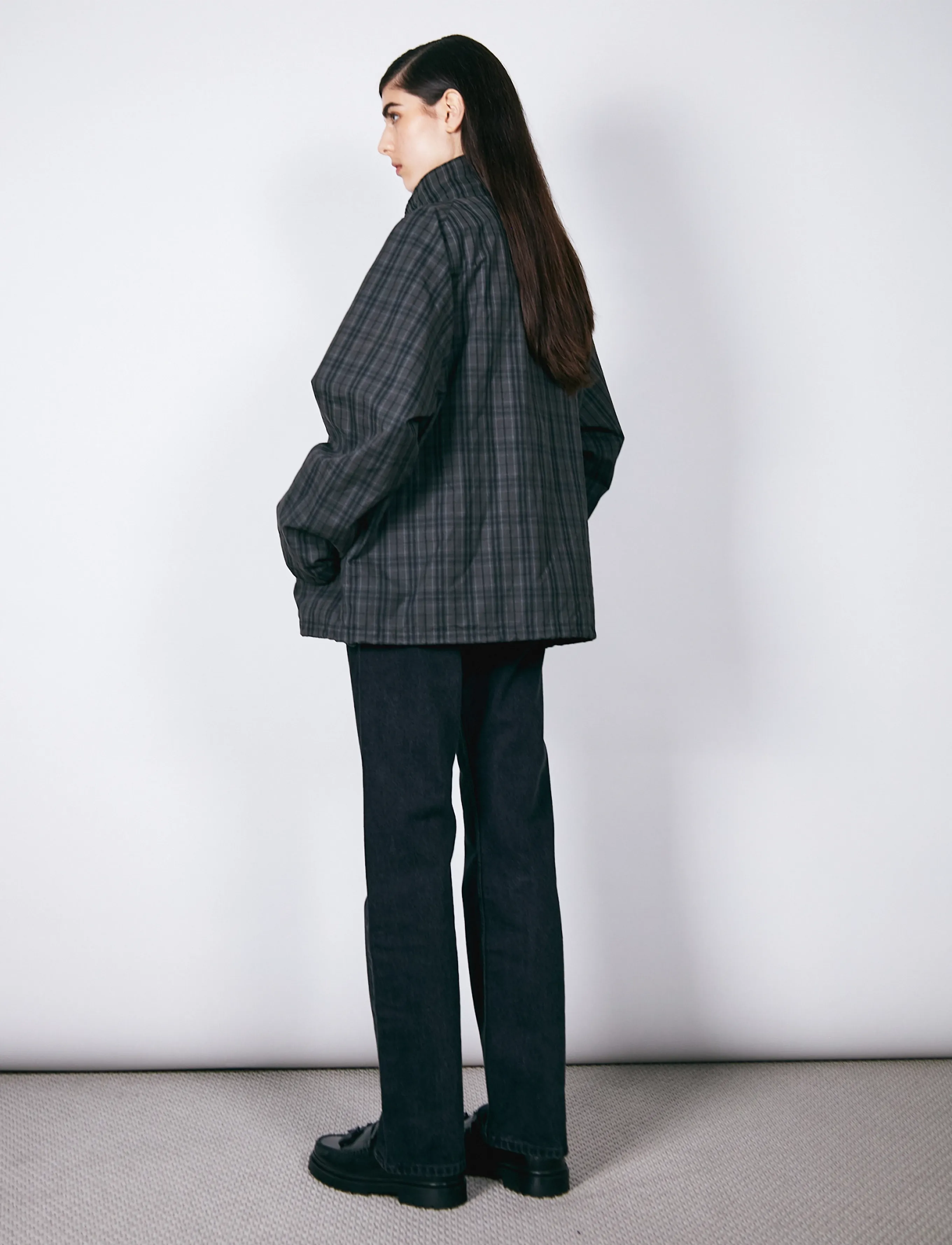 Brixtol Textiles - Wren - utility-jacken - black check - 3