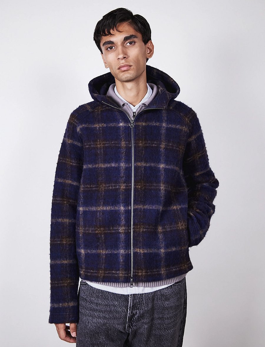 Brixtol Textiles - Seven Hoodie - kapuzenpullover - blue check - 0